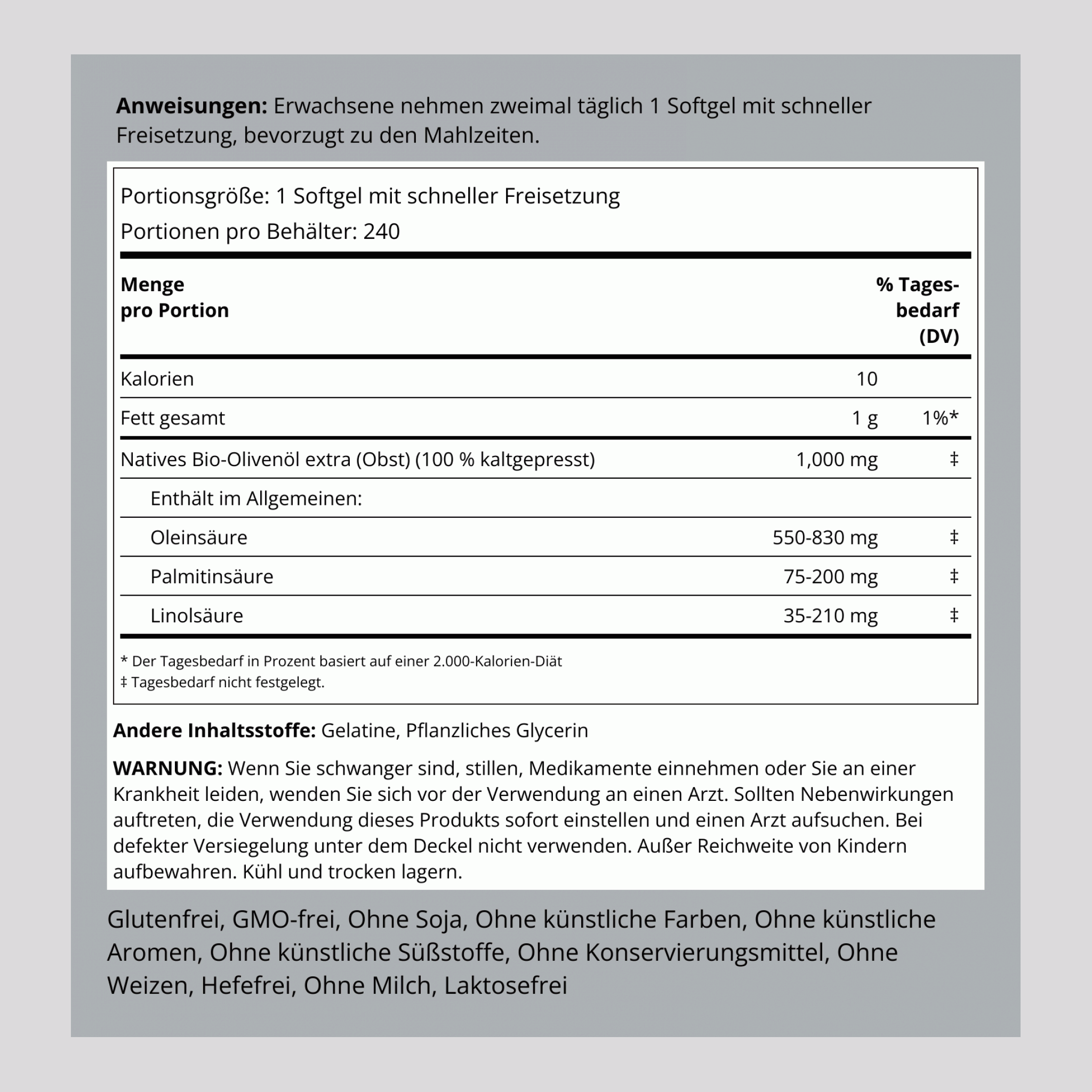 Olive Oil, 1000 mg, 240 Quick Release Softgels