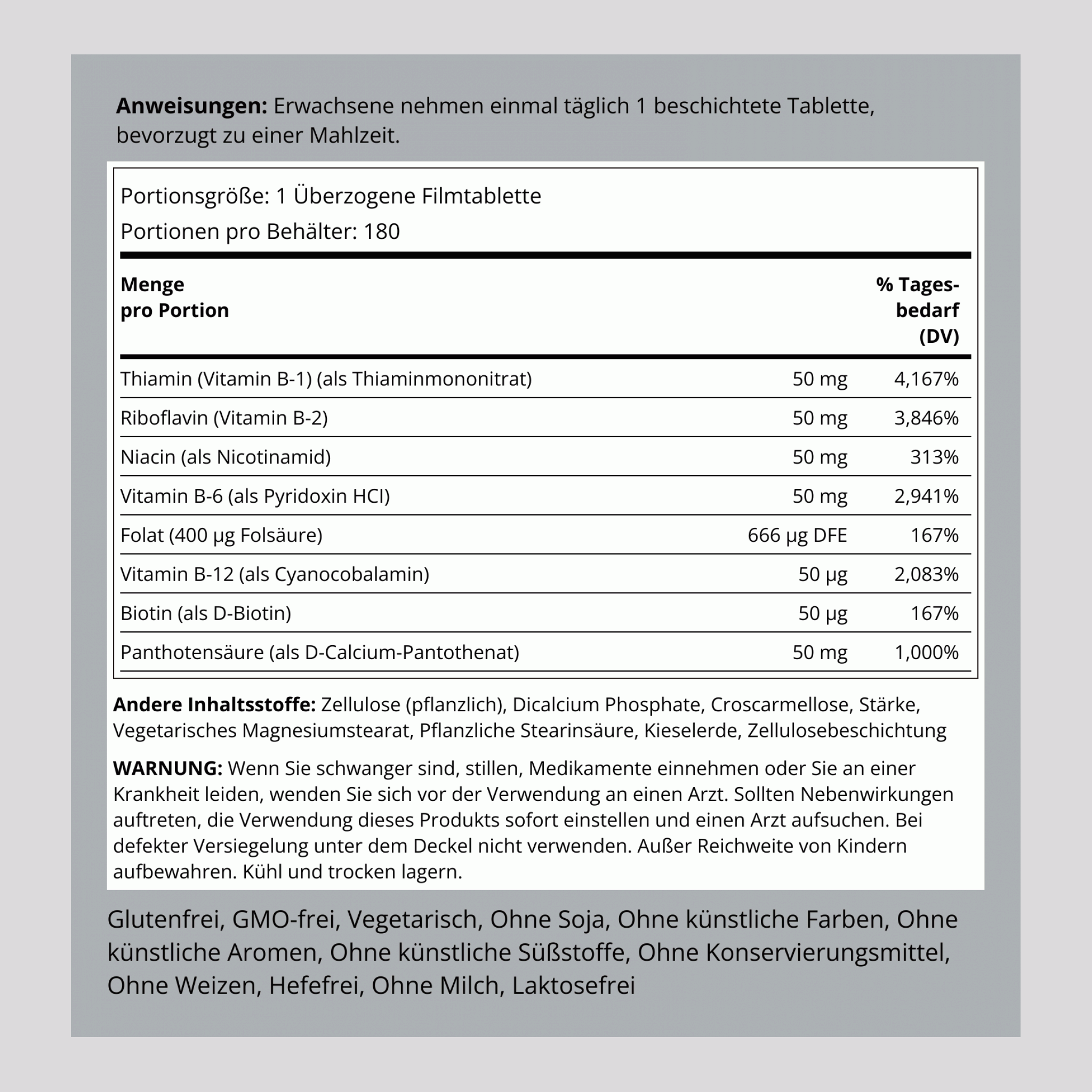 B-50 Vitamin B Complex, 180 Coated Caplets