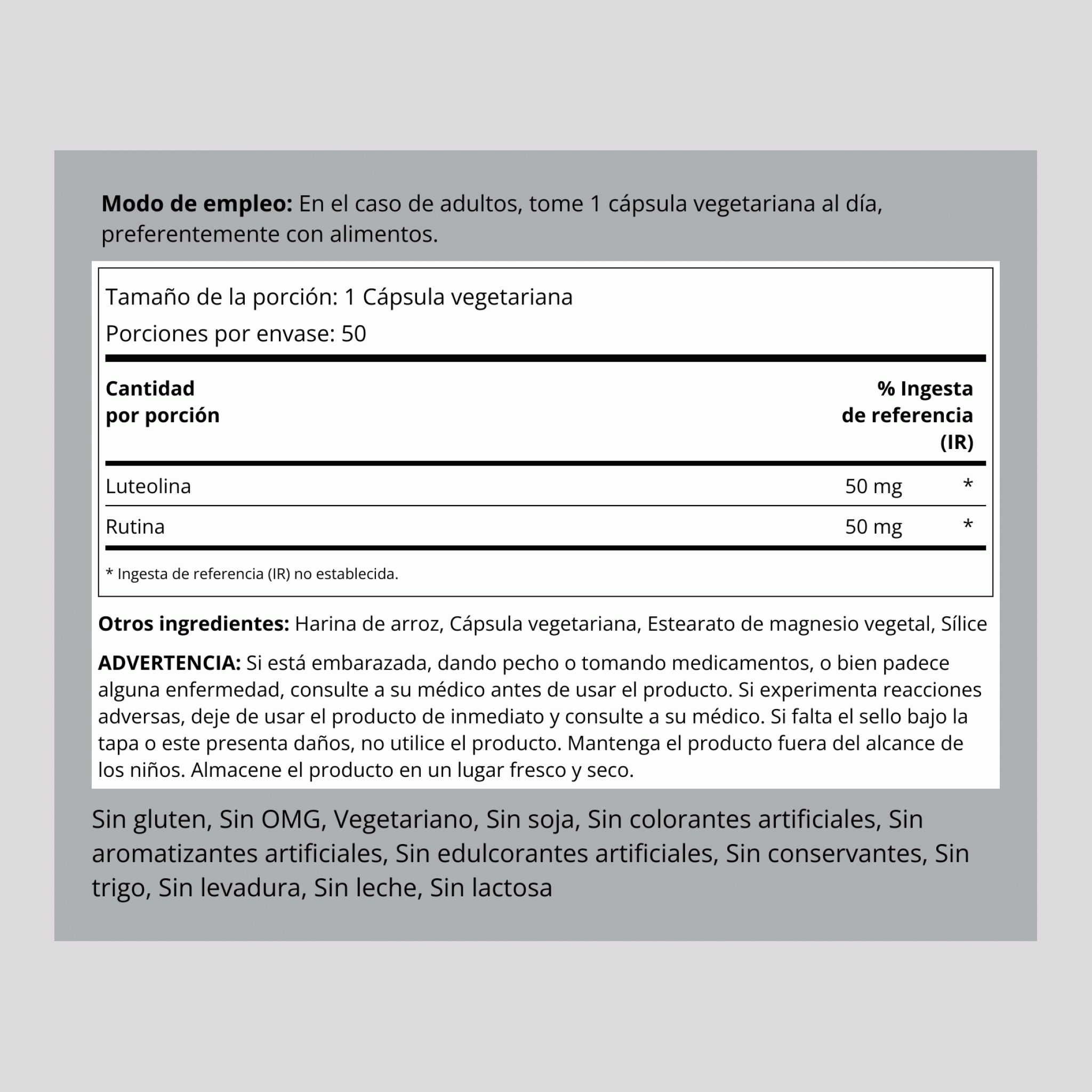 Complejo de luteolina 100 mg 50 Cápsulas vegetarianas     