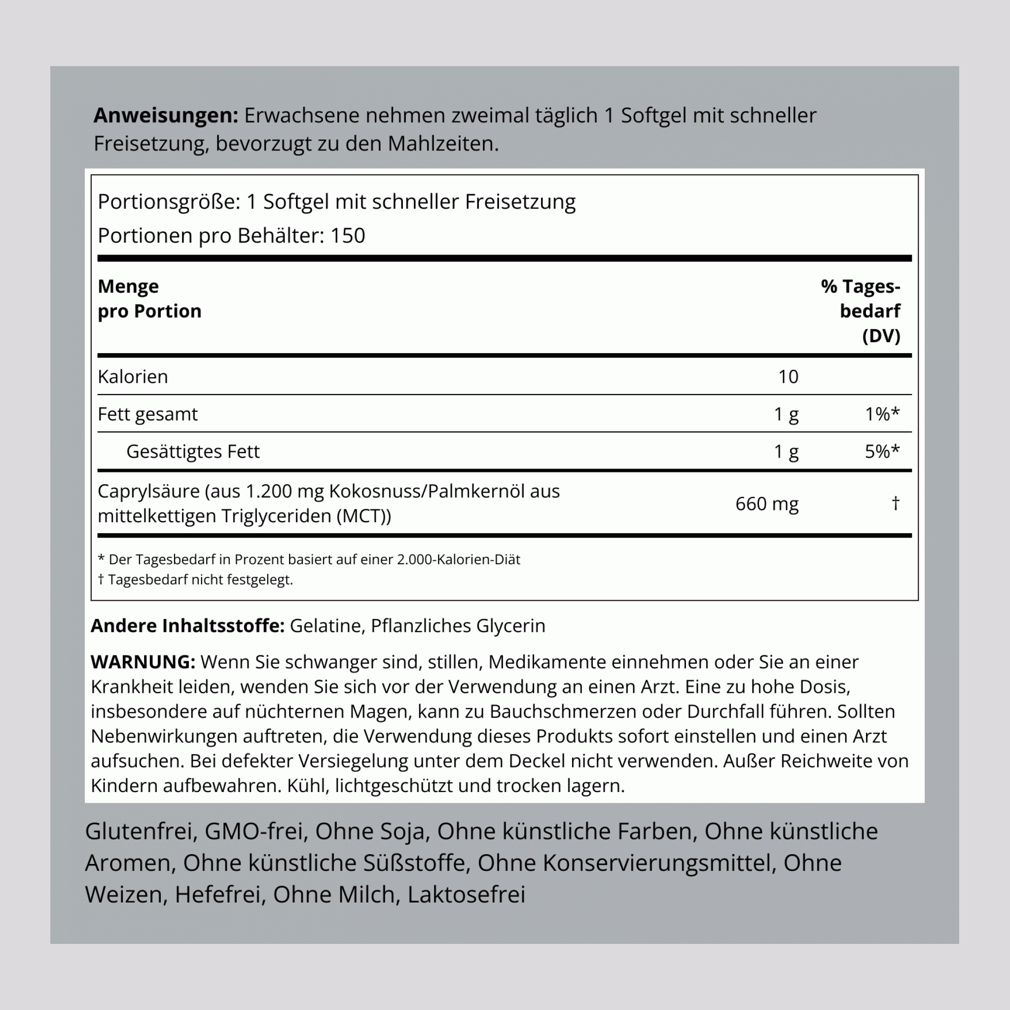 Caprylic Acid, 660 mg, 150 Quick Release Softgels