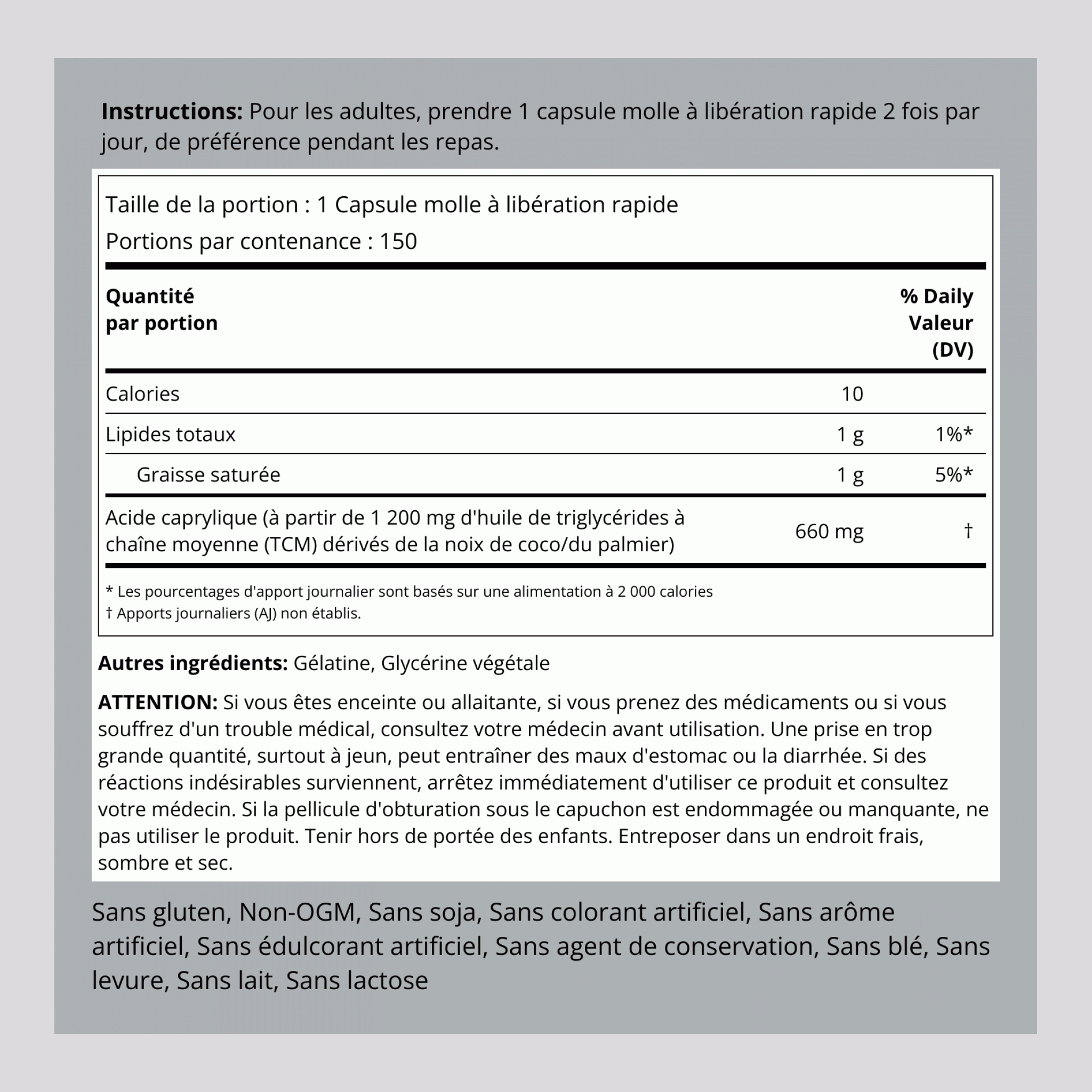 Caprylic Acid, 660 mg, 150 Quick Release Softgels