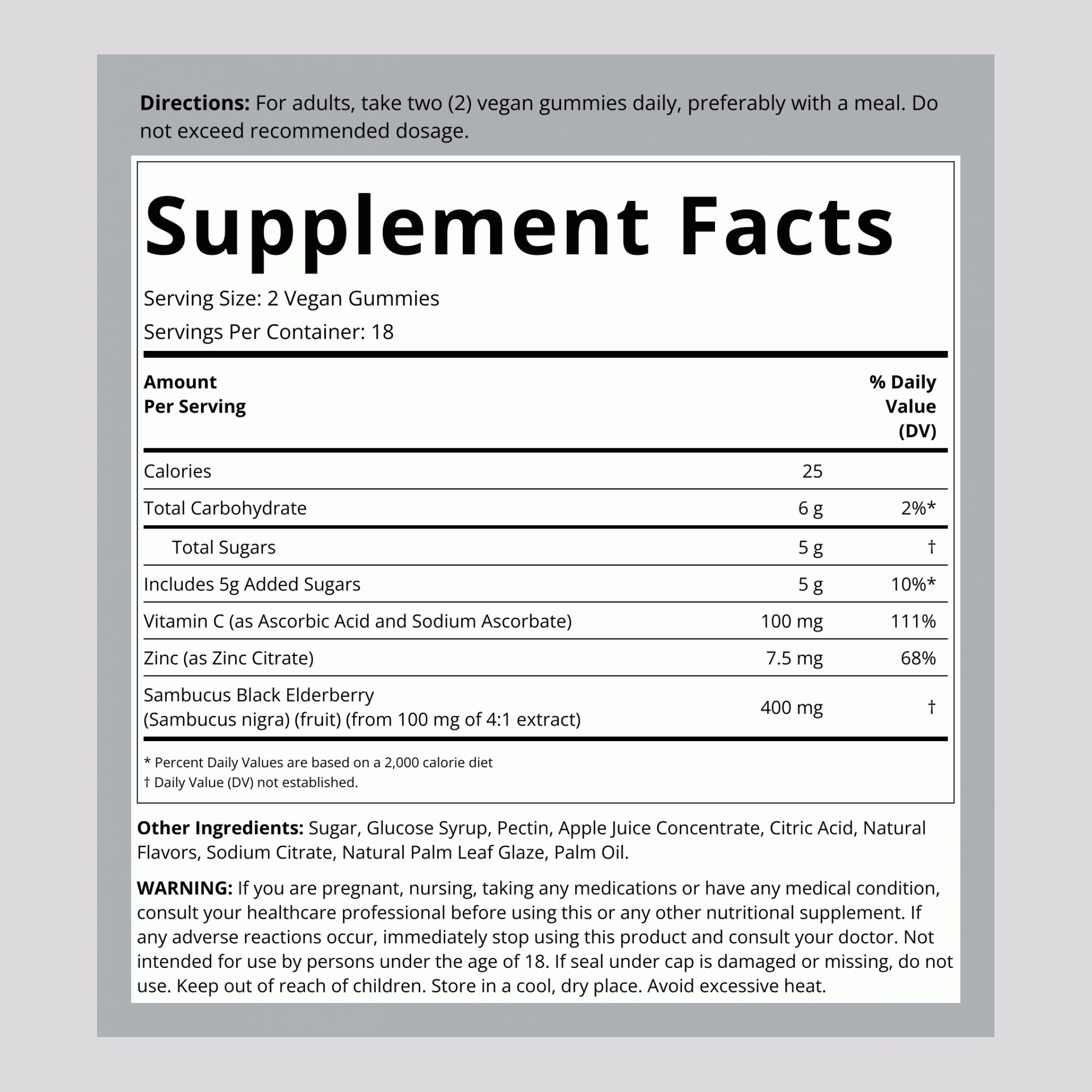 Sambucus Black Elderberry with C & Zinc (Natural Berry), 36 Vegan Gummies