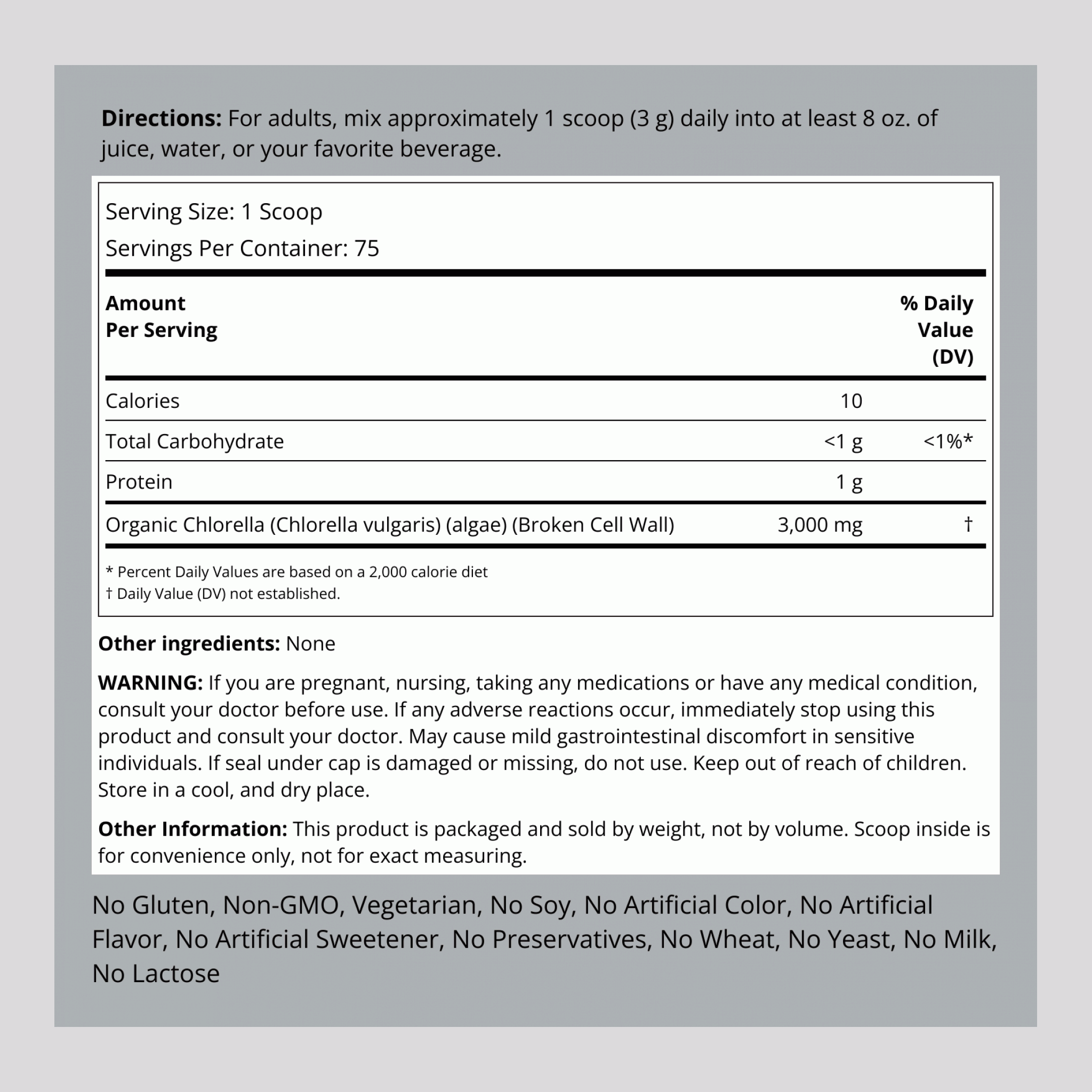 Chlorella Powder (Organic), 8 oz (226 g) Bottle