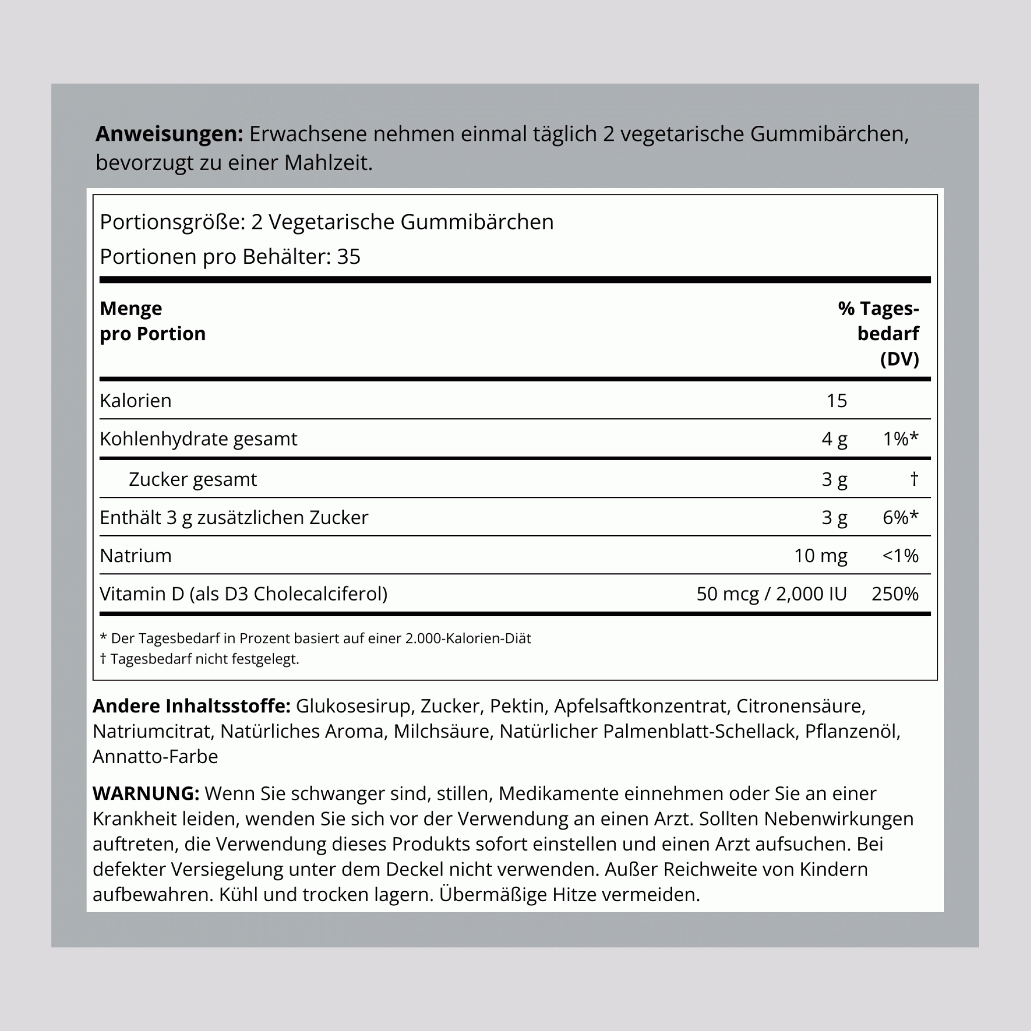 Vitamin D3 Gummies (Pineapple), 2000 IU, 70 Vegetarian Gummies