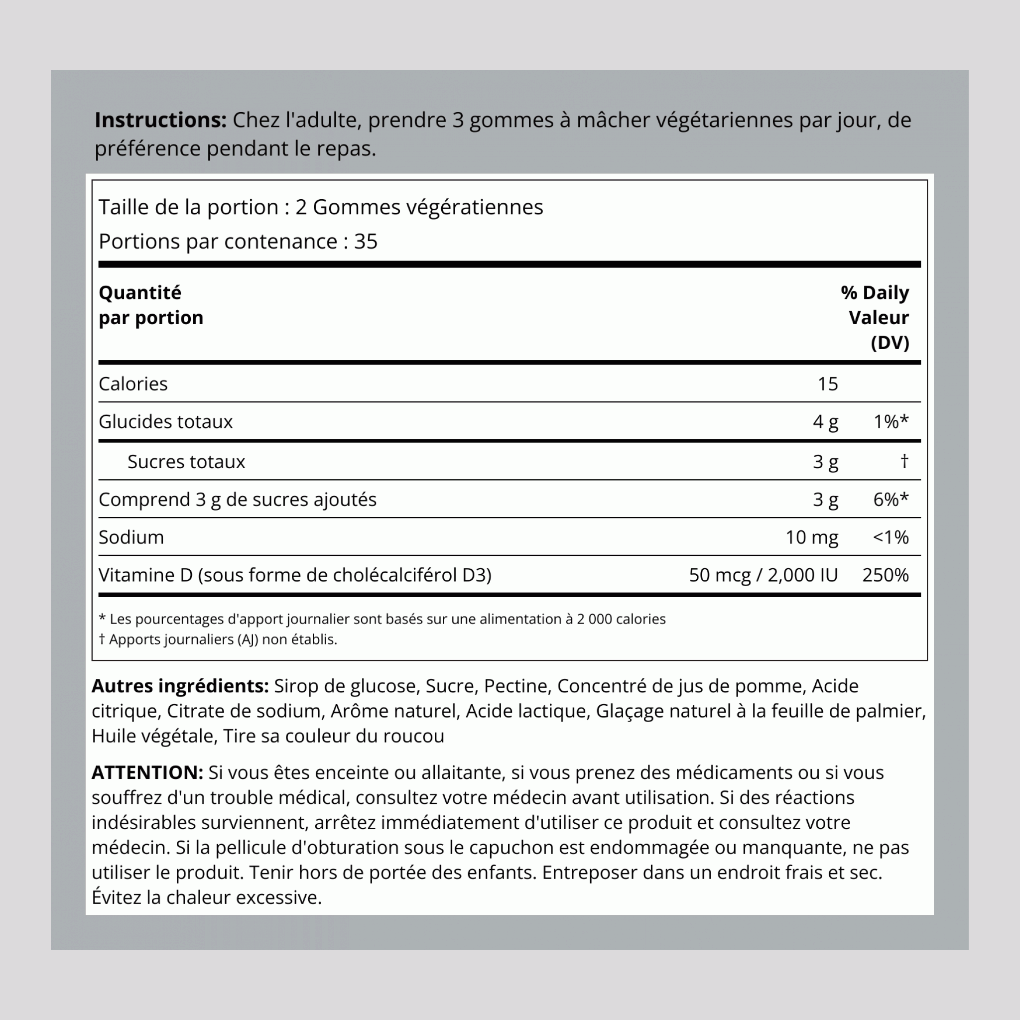 Vitamin D3 Gummies (Pineapple), 2000 IU, 70 Vegetarian Gummies