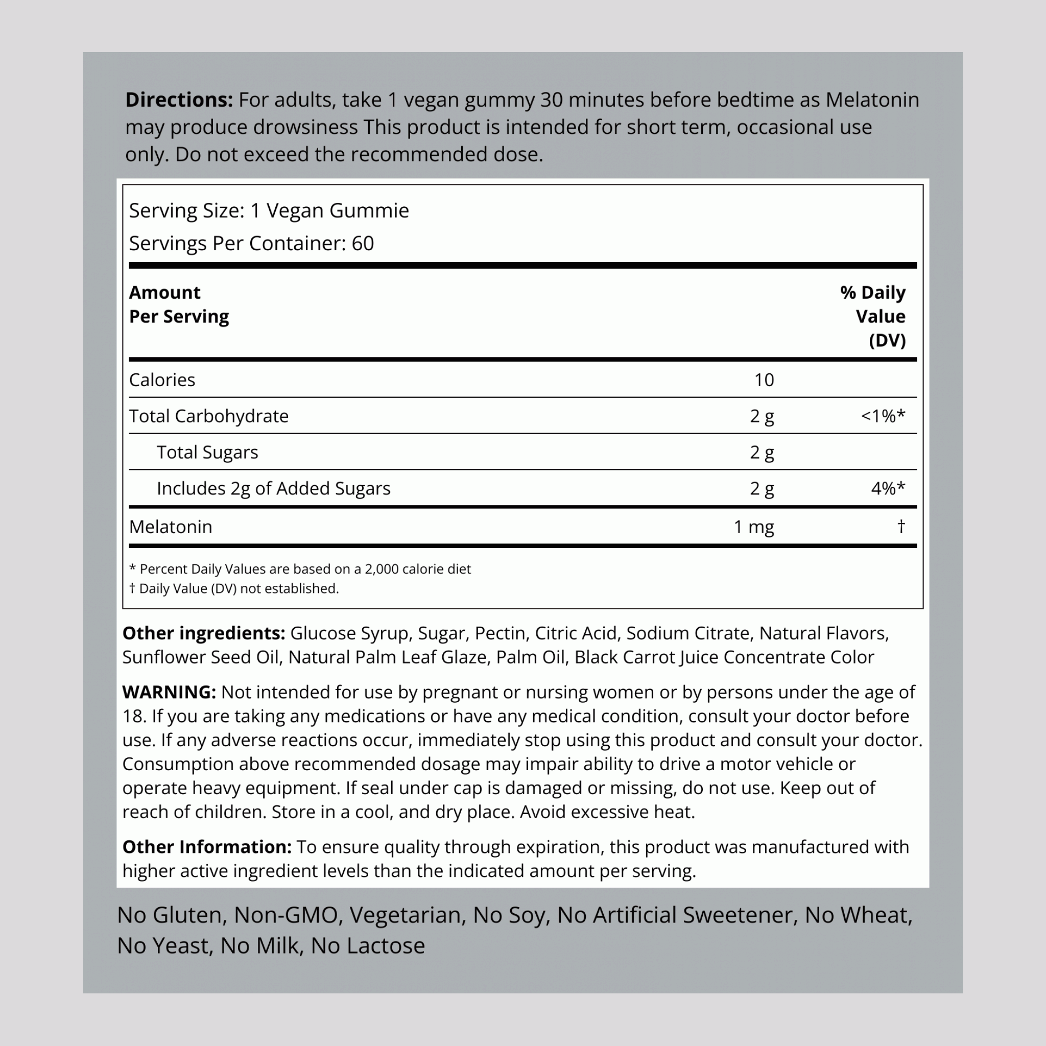 Melatonin (Cherry Pomegranate), 1 mg, 60 Vegan Gummies