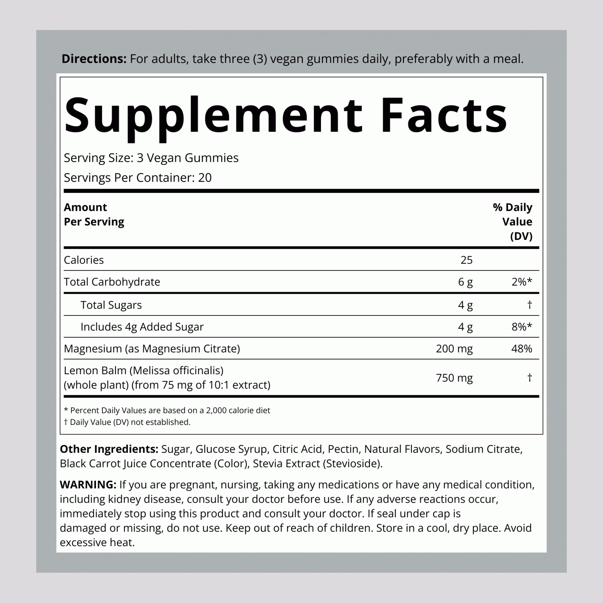 Magnesium (Natural Lemon Raspberry), 200 mg (per serving), 60 Vegan Gummies