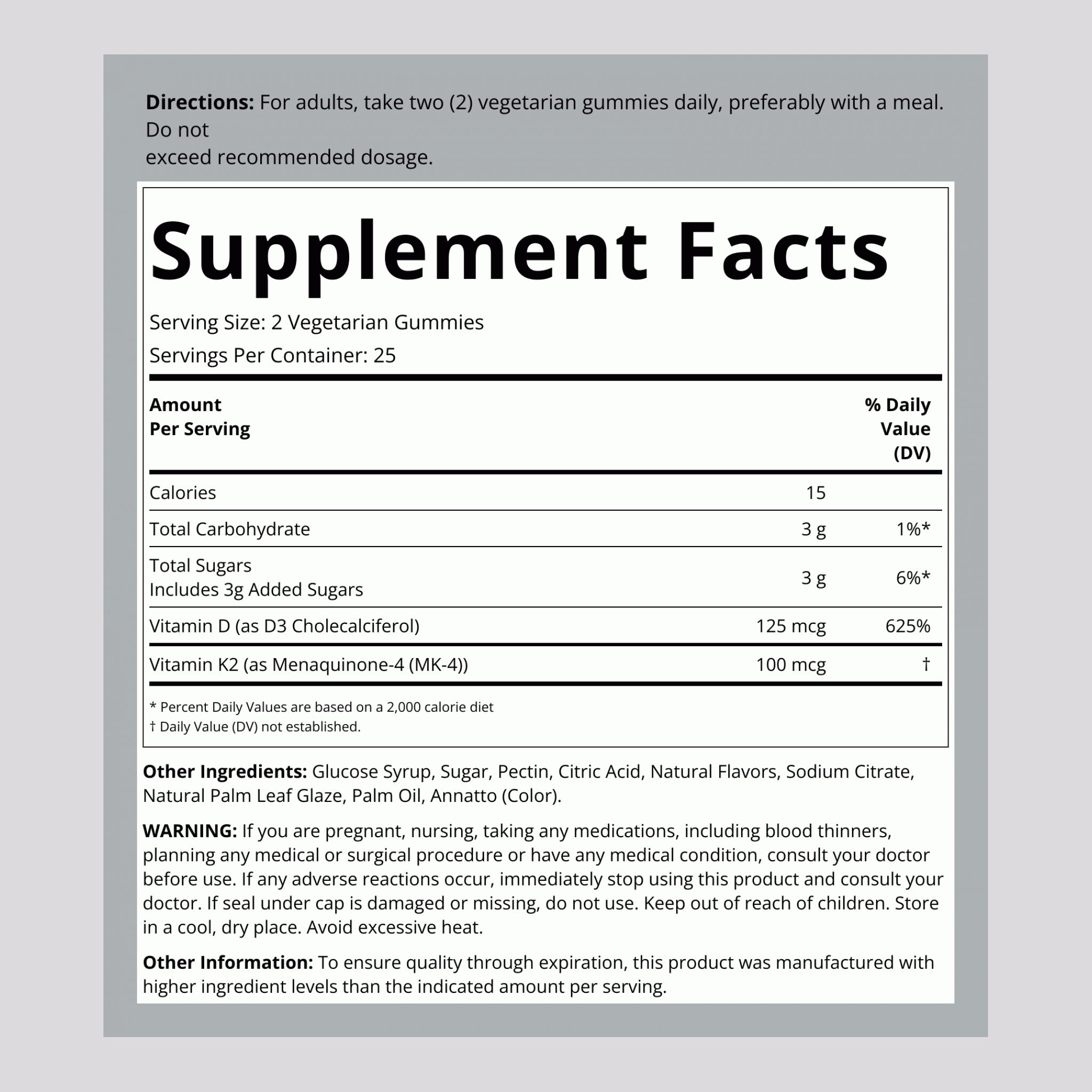 Vitamin D3 + K2 Complex Gummies (Peach Mango), 50 Gummies