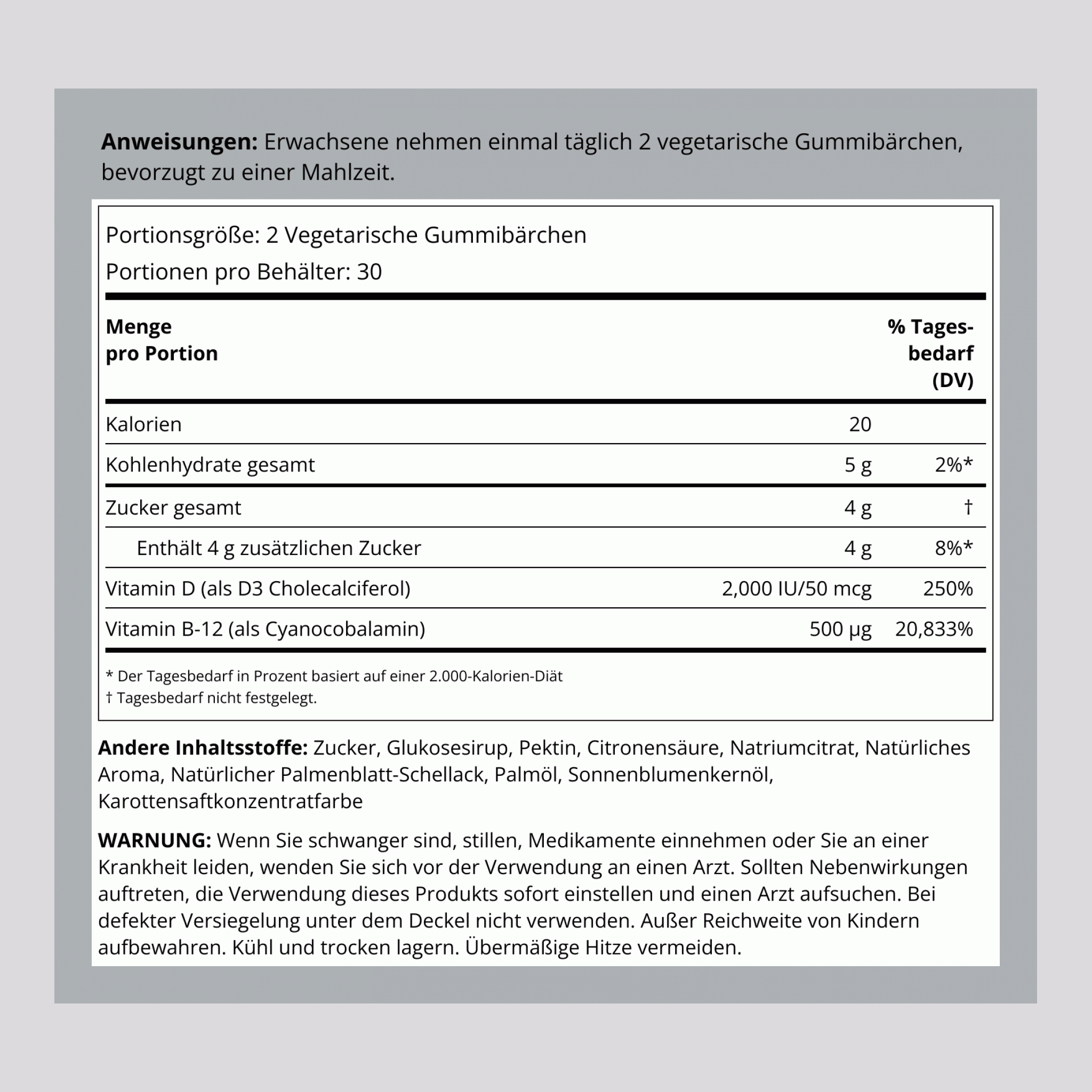 Vitamin D3 & + B12 (Natural Strawberry), 60 Vegetarian Gummies