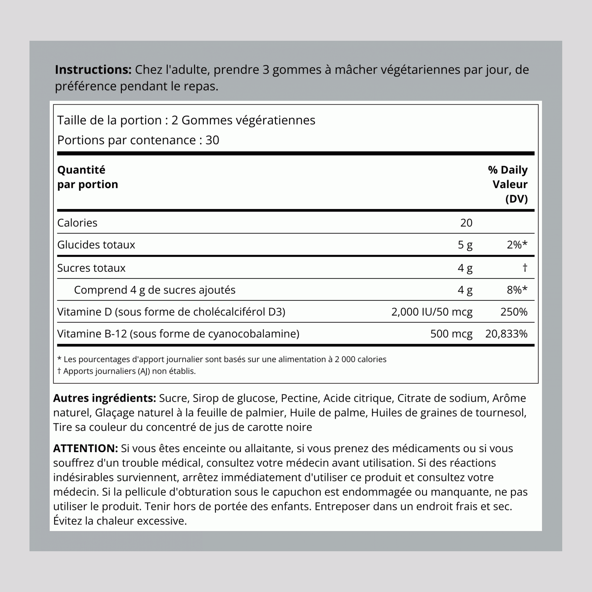 Vitamin D3 & + B12 (Natural Strawberry), 60 Vegetarian Gummies