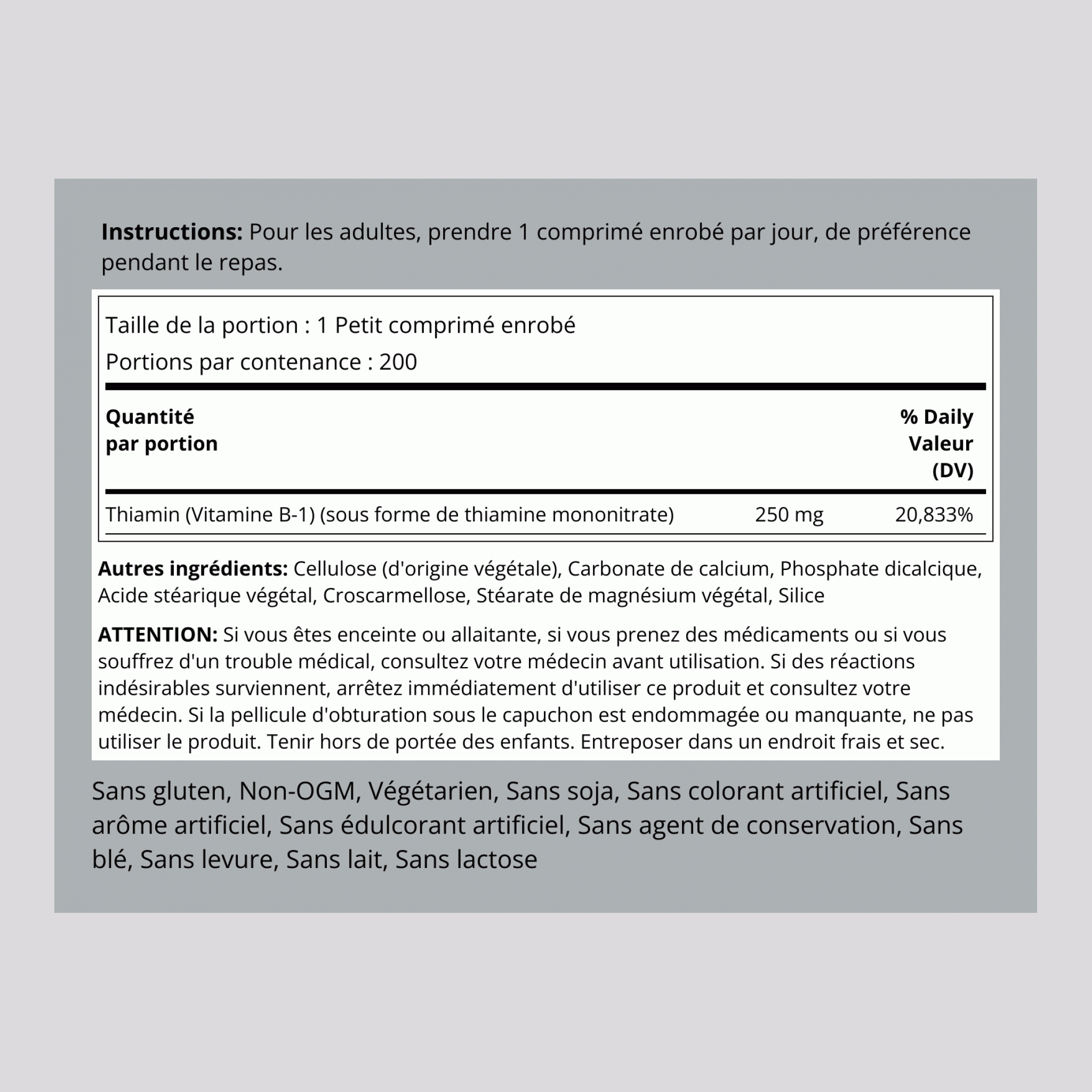 B-1 (Thiamin), 250 mg, 200 Coated Caplets