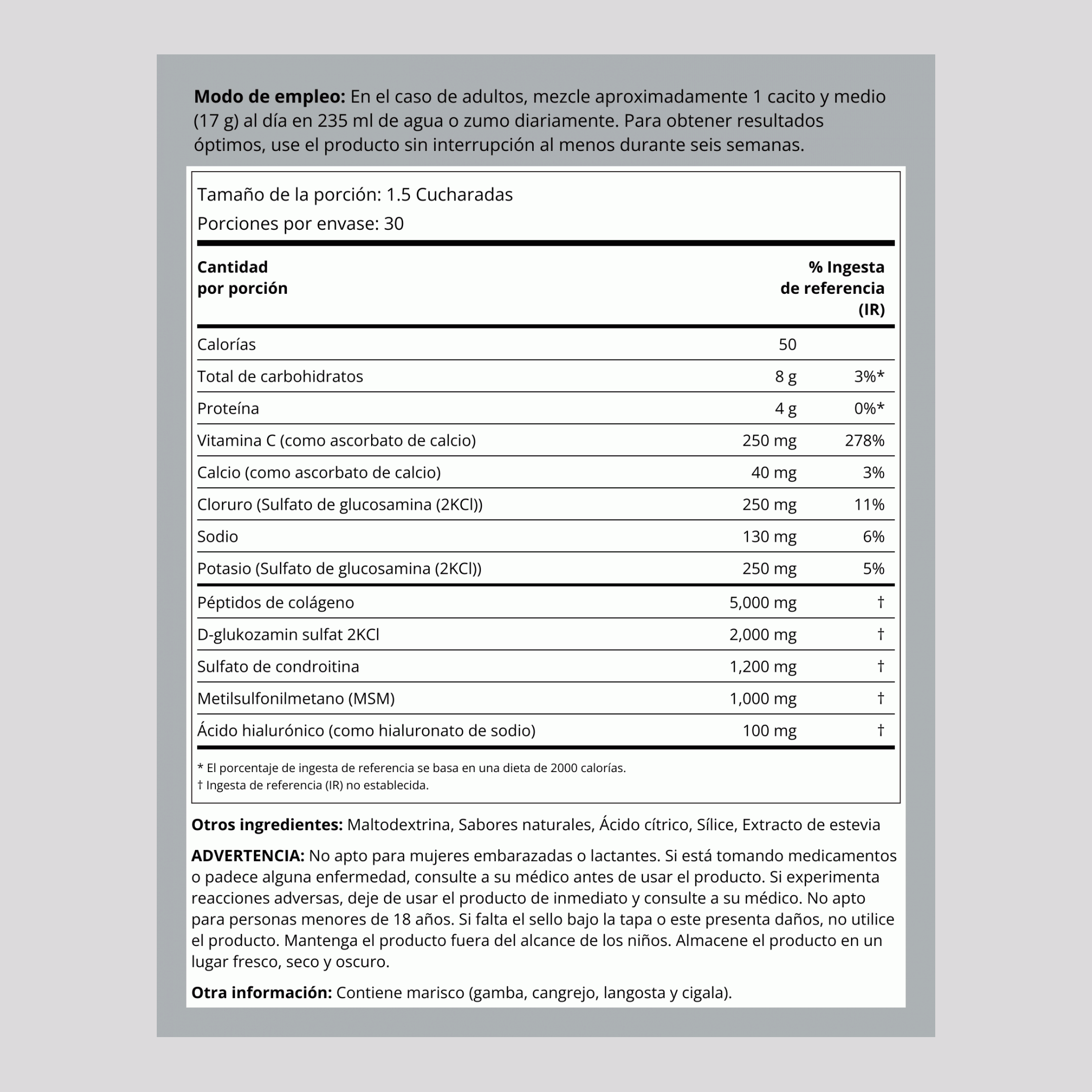 Fórmula de colágeno en polvo para las articulaciones Arthfree, con glucosamina 1.12 lb 510 g Botella/Frasco    