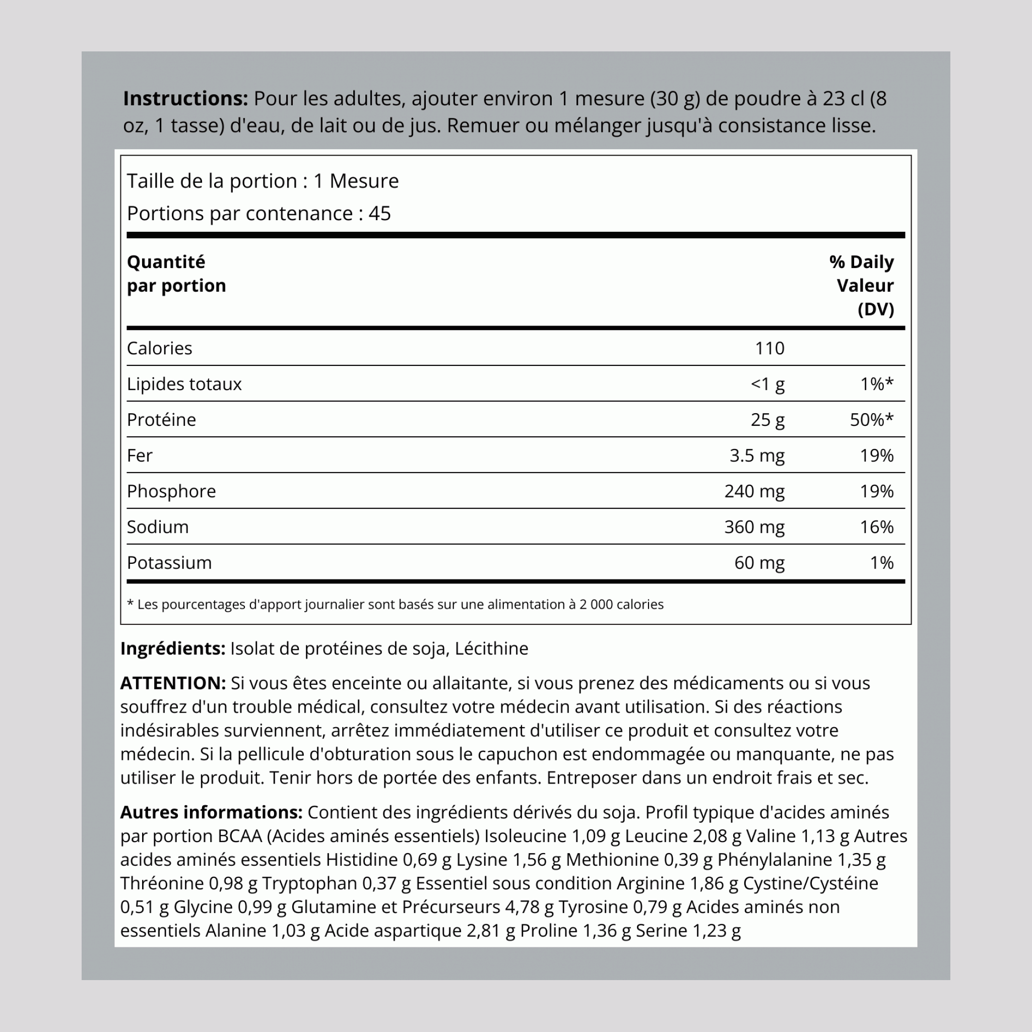 Soy Protein Isolate Powder Unflavored, 3 lb (1.362 kg) Bottle