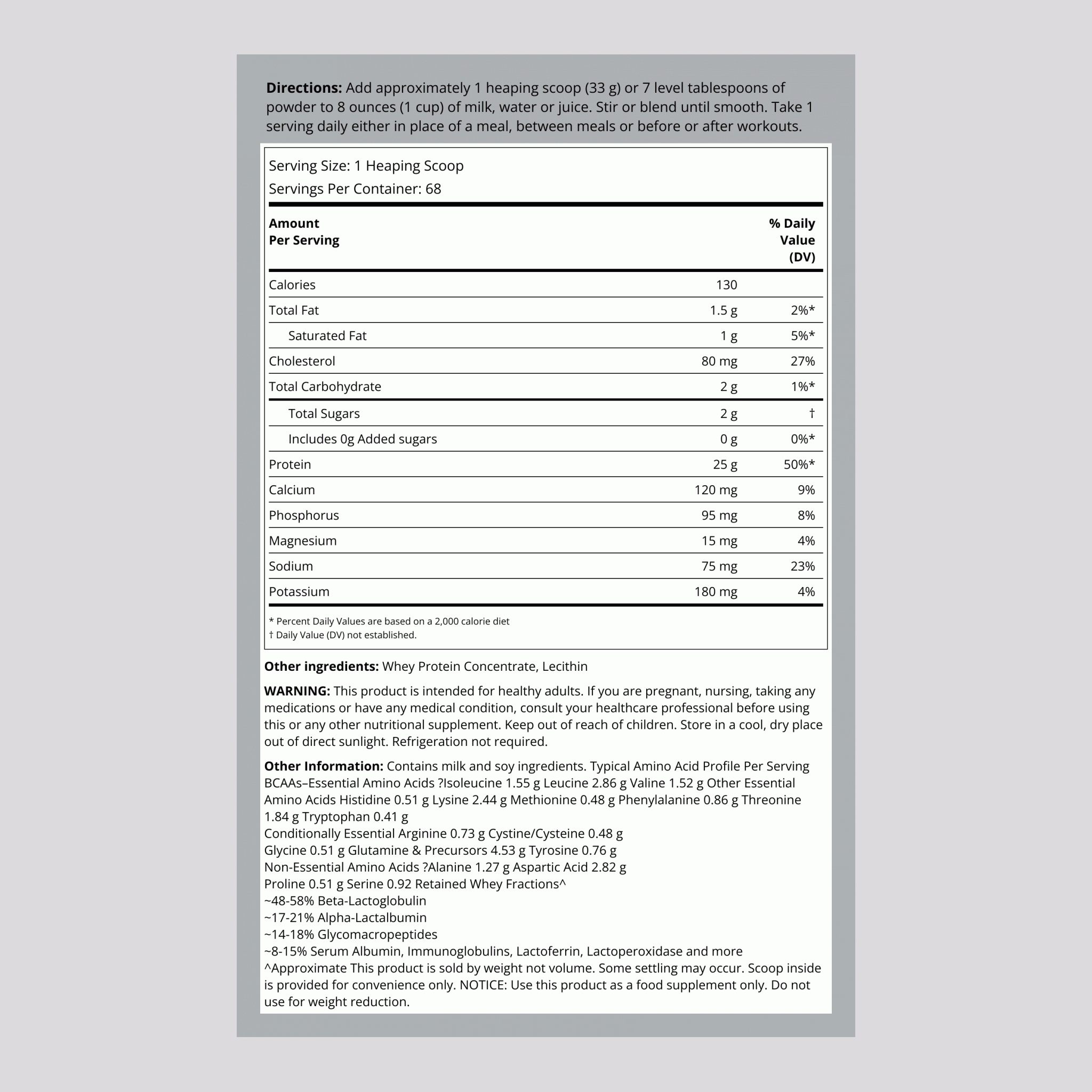 Whey Protein (Unflavored & Unsweetened), 5 lb (2.268 kg) Bottle