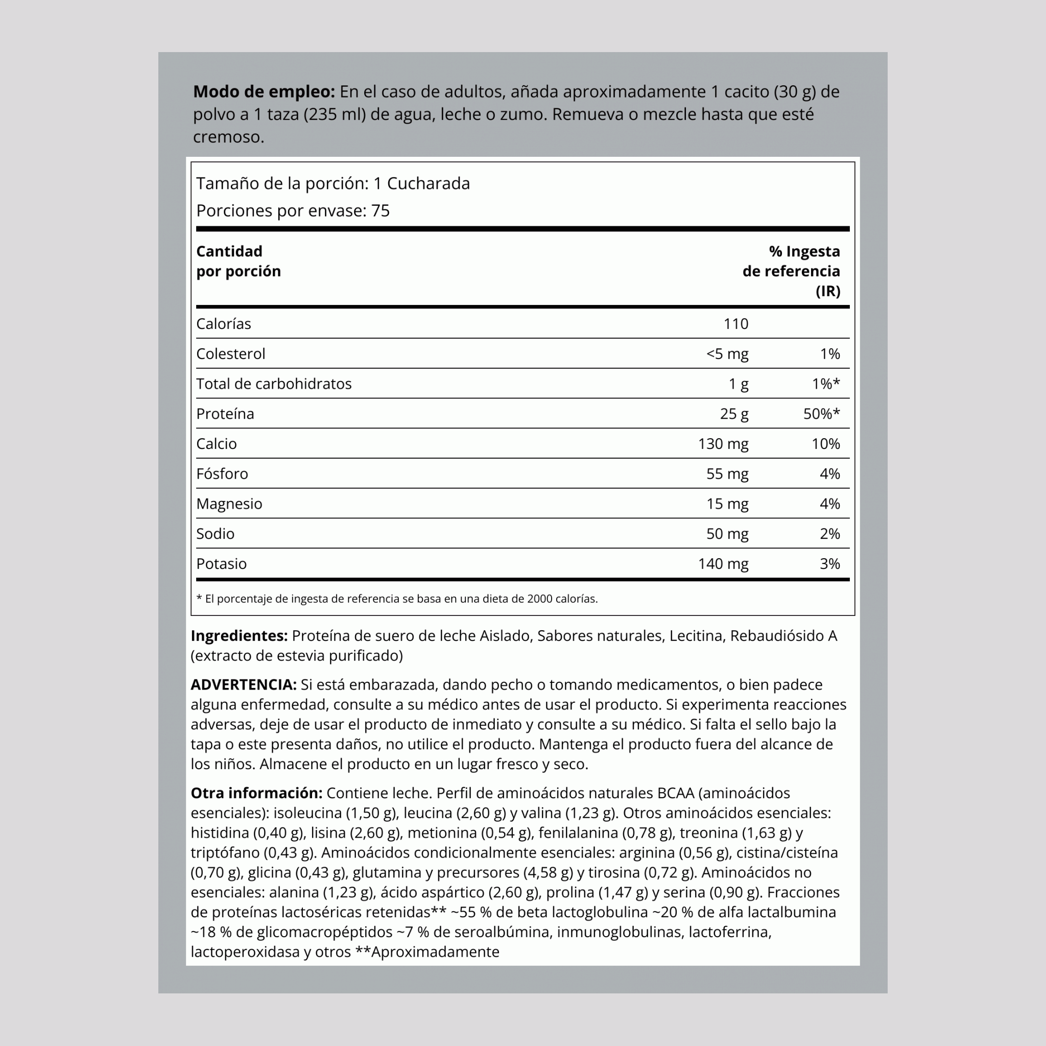 Proteína de suero de leche WheyFit Aislado (vainilla natural) 5 lb 2.268 Kg Botella/Frasco    