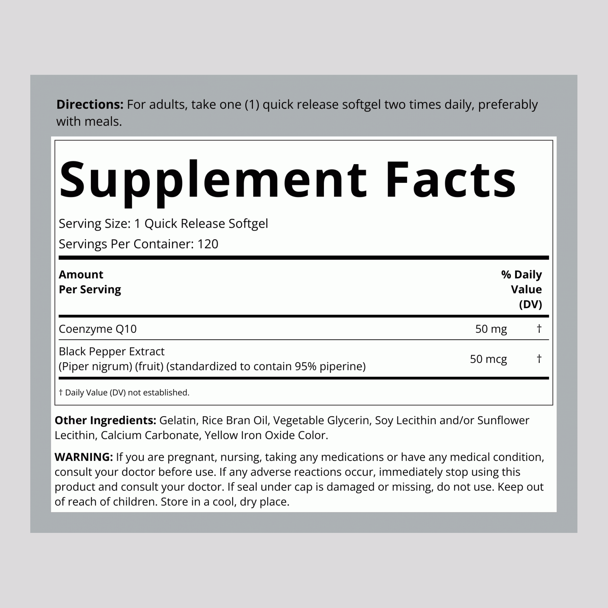 CoQ10, 50 mg, 120 Quick Release Softgels