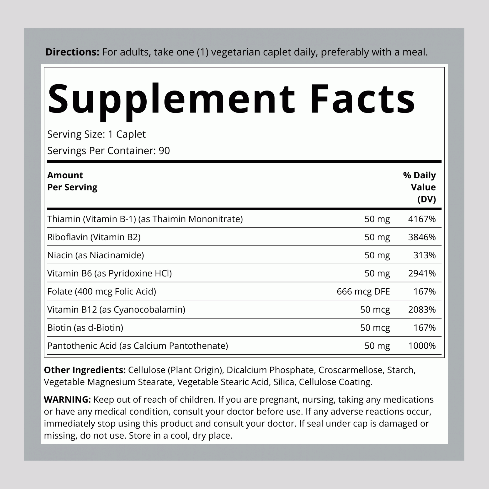 B-Complex, 50 mg, 90 Vegetarian Caplets