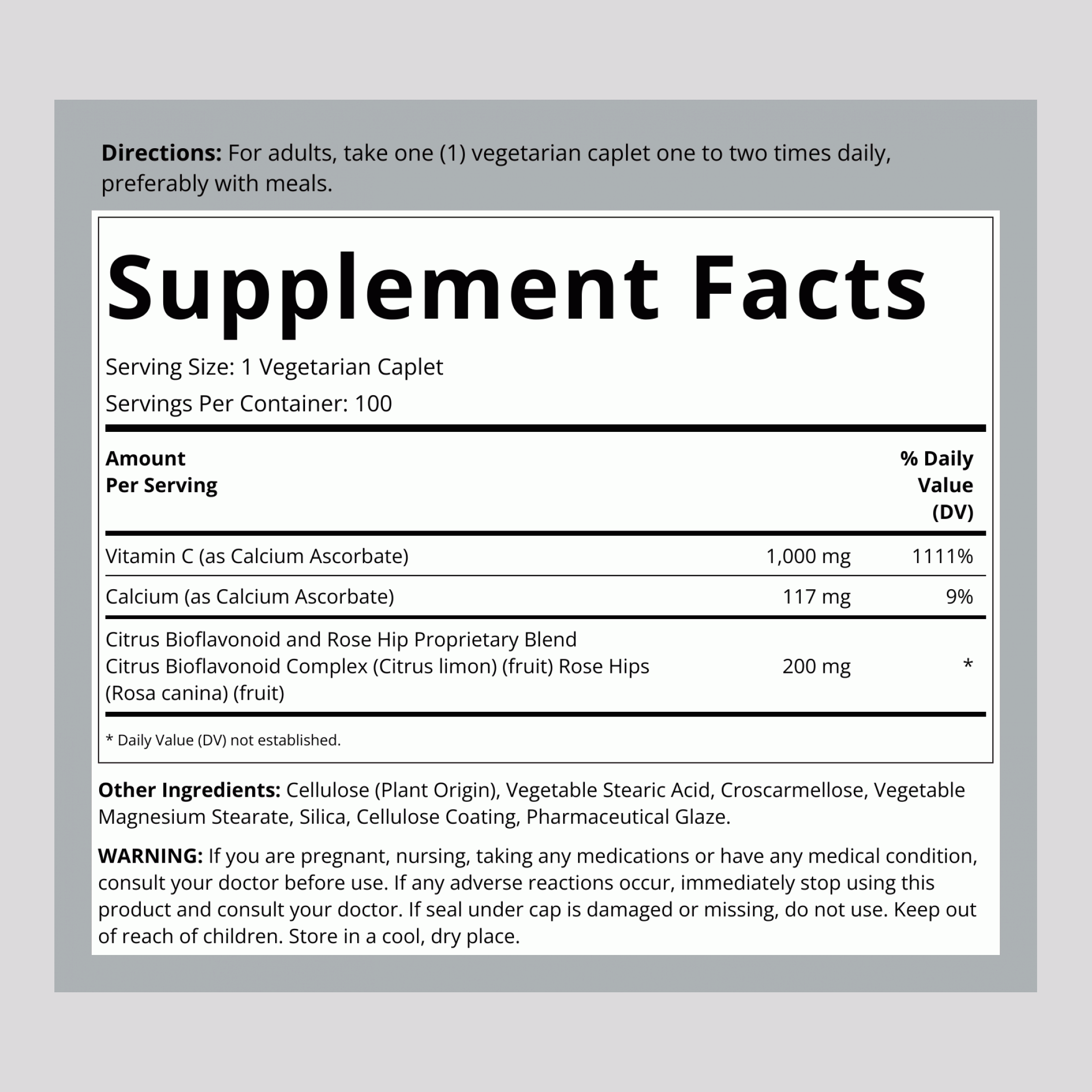 Buffered Vitamin C 1000 mg, 100 Vegetarian Tablets