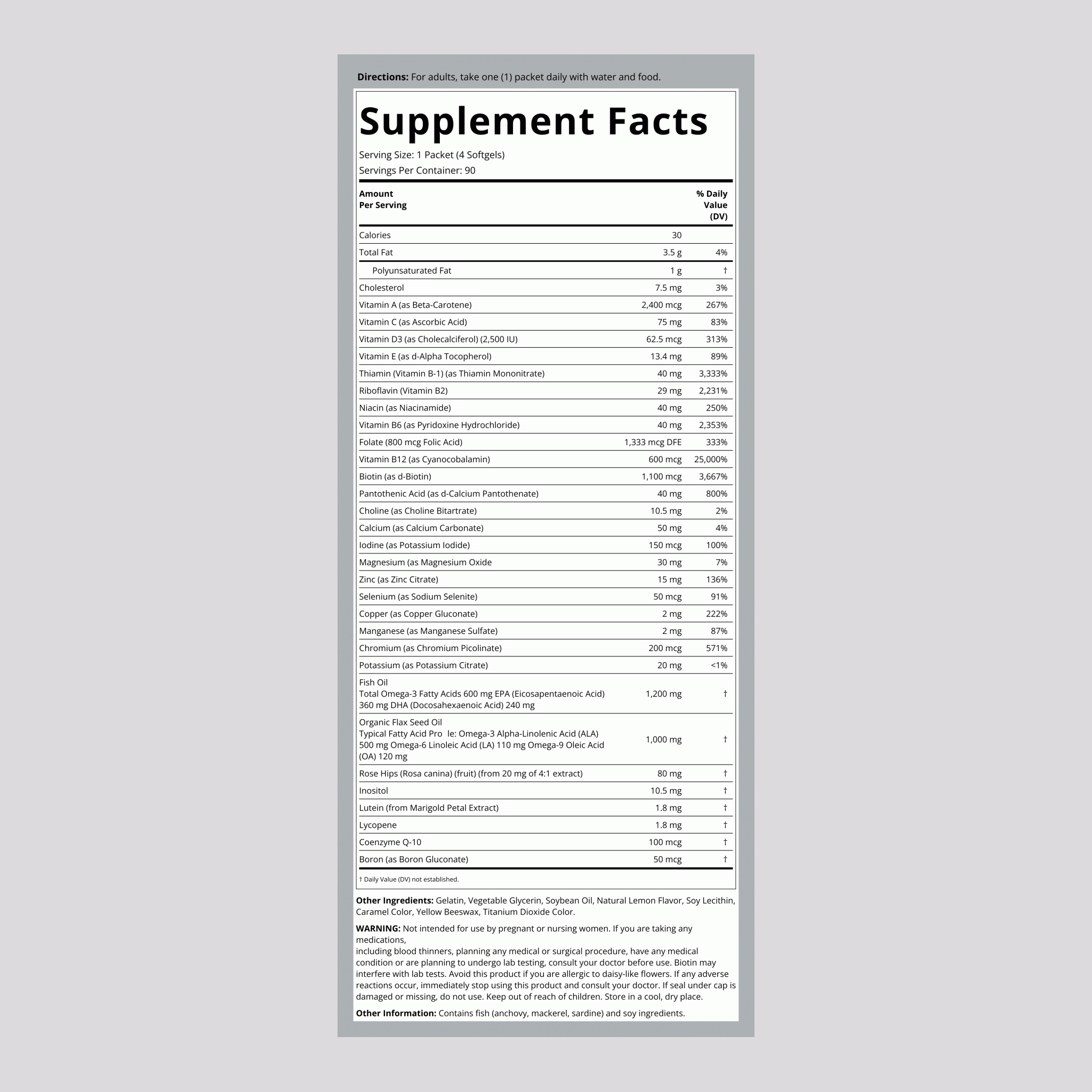 Vitamin Pack with Omega-3s, 90 Packets