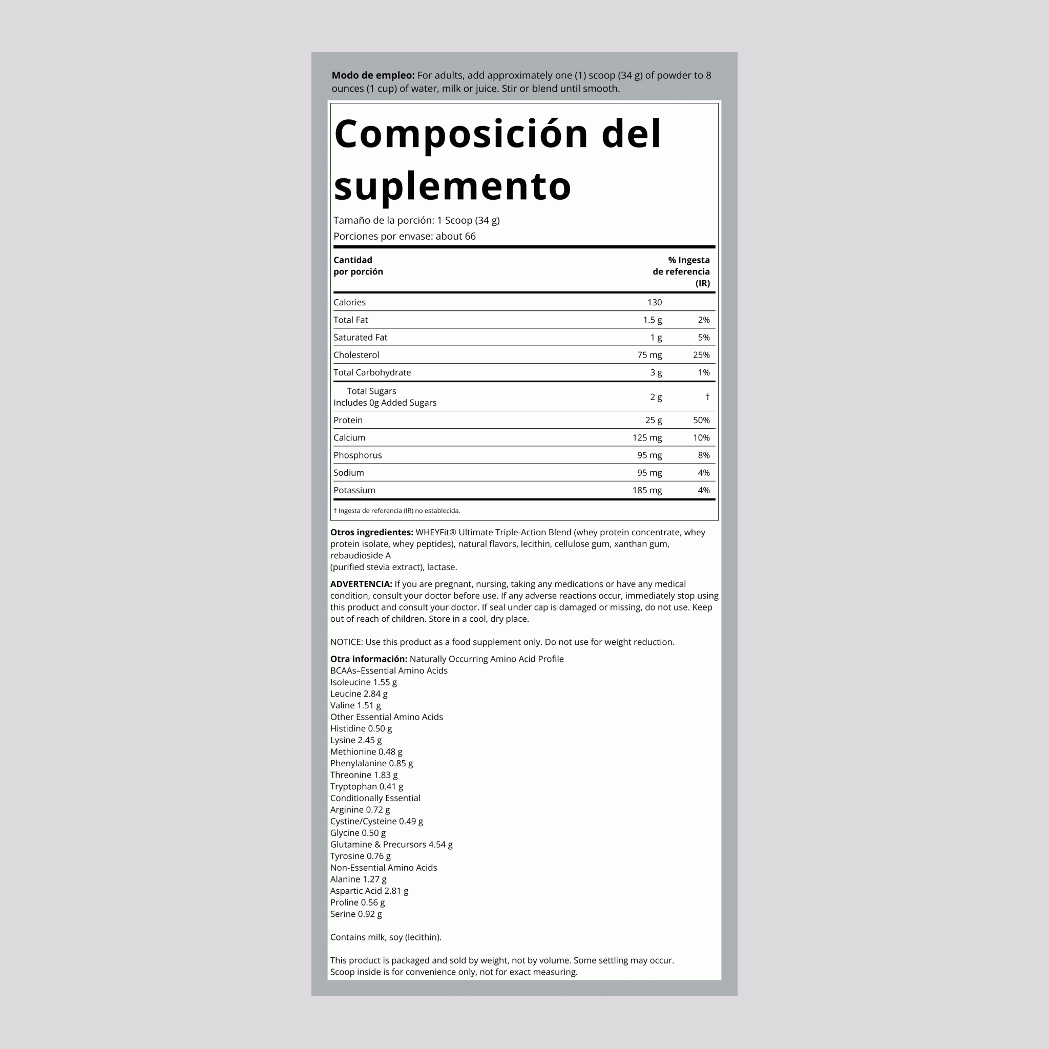 WheyFit Aislado (Vainilla) 5 lb 2.268 Kg Botella/Frasco    