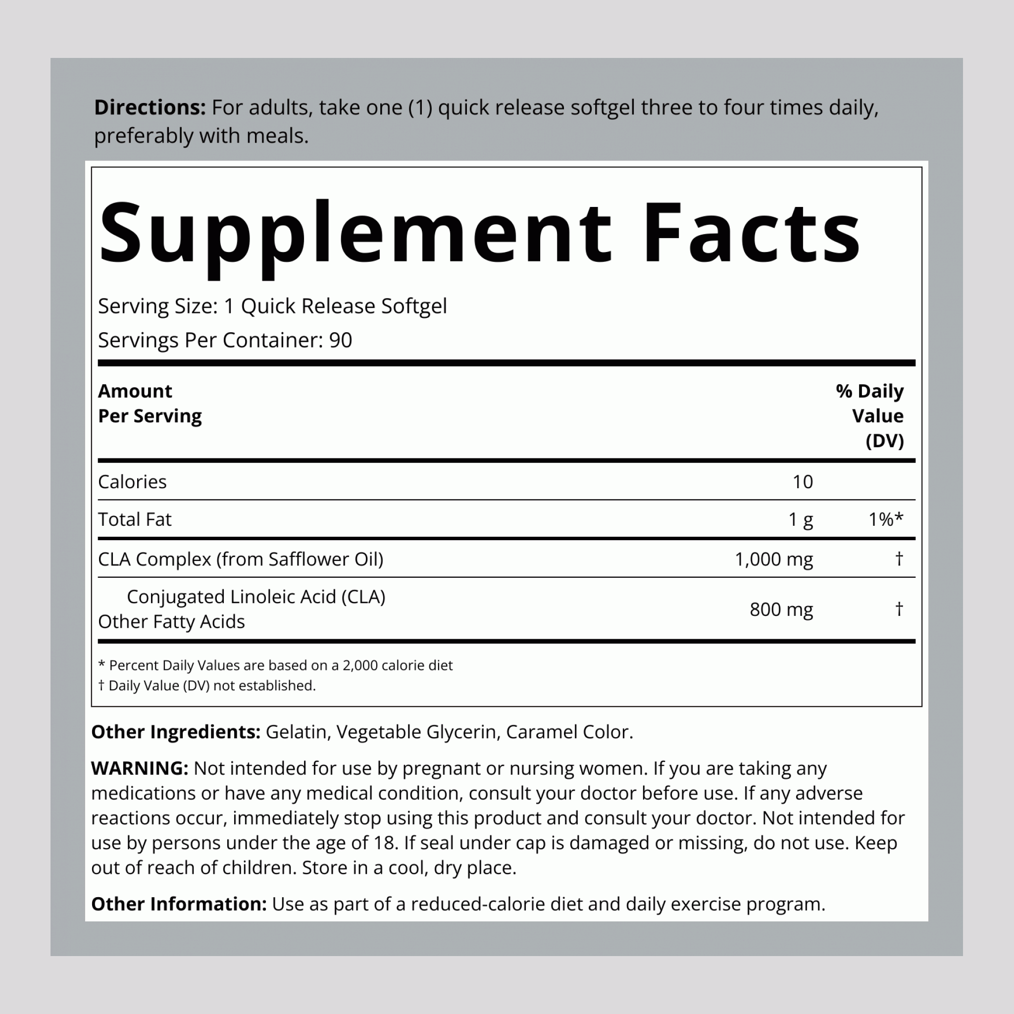 CLA 1000, 1000 mg, 90 Softgels