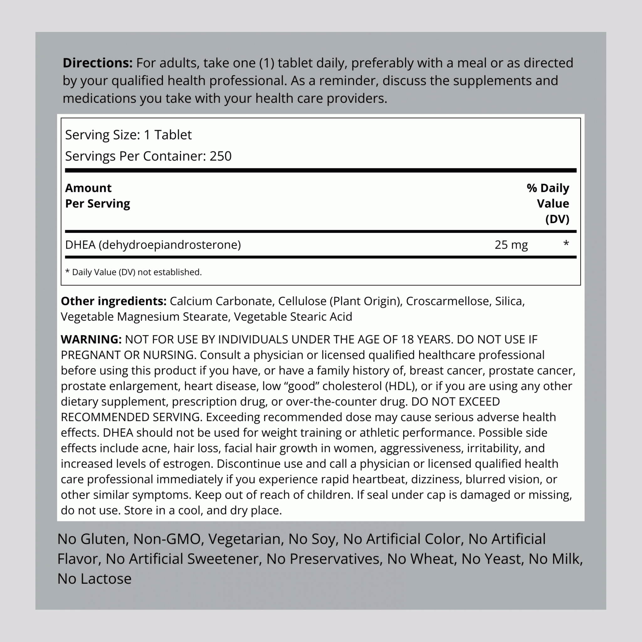 DHEA TEST ABEL, 25 mg, 250 Tablets