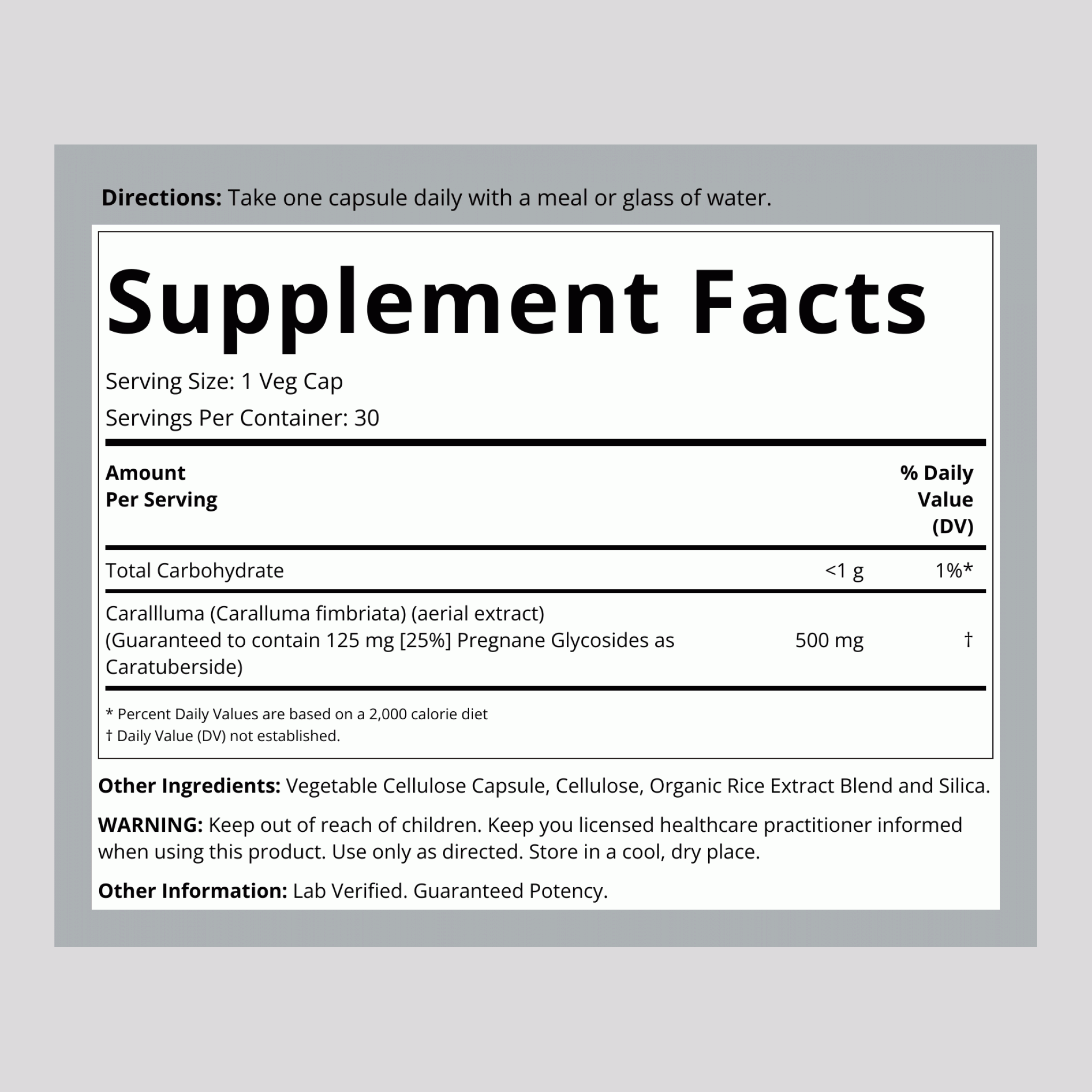 Caralluma Aerial Extract, 500 mg, 30 Vegetarian Capsules