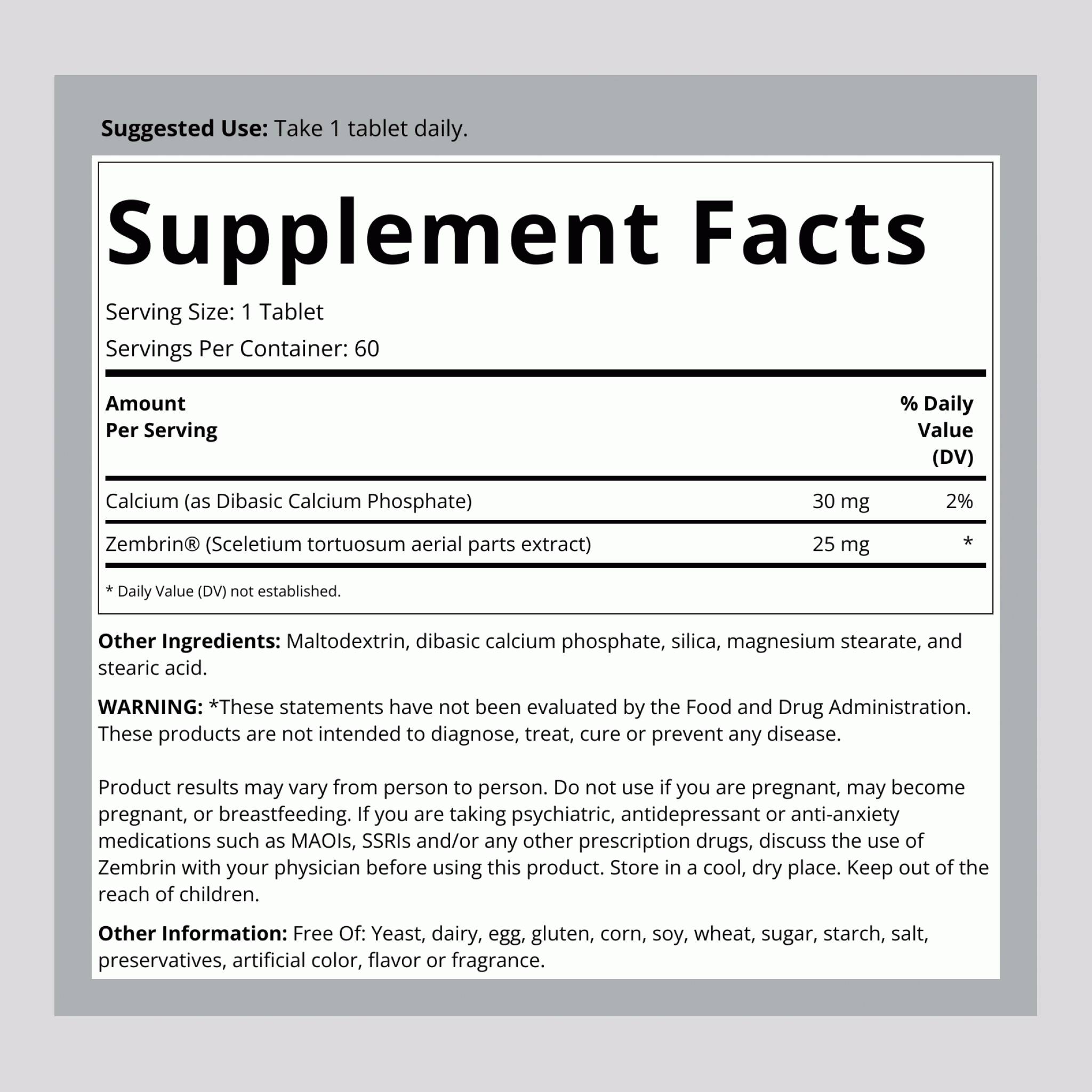 Zembrin, 25 mg, 60 Tablets