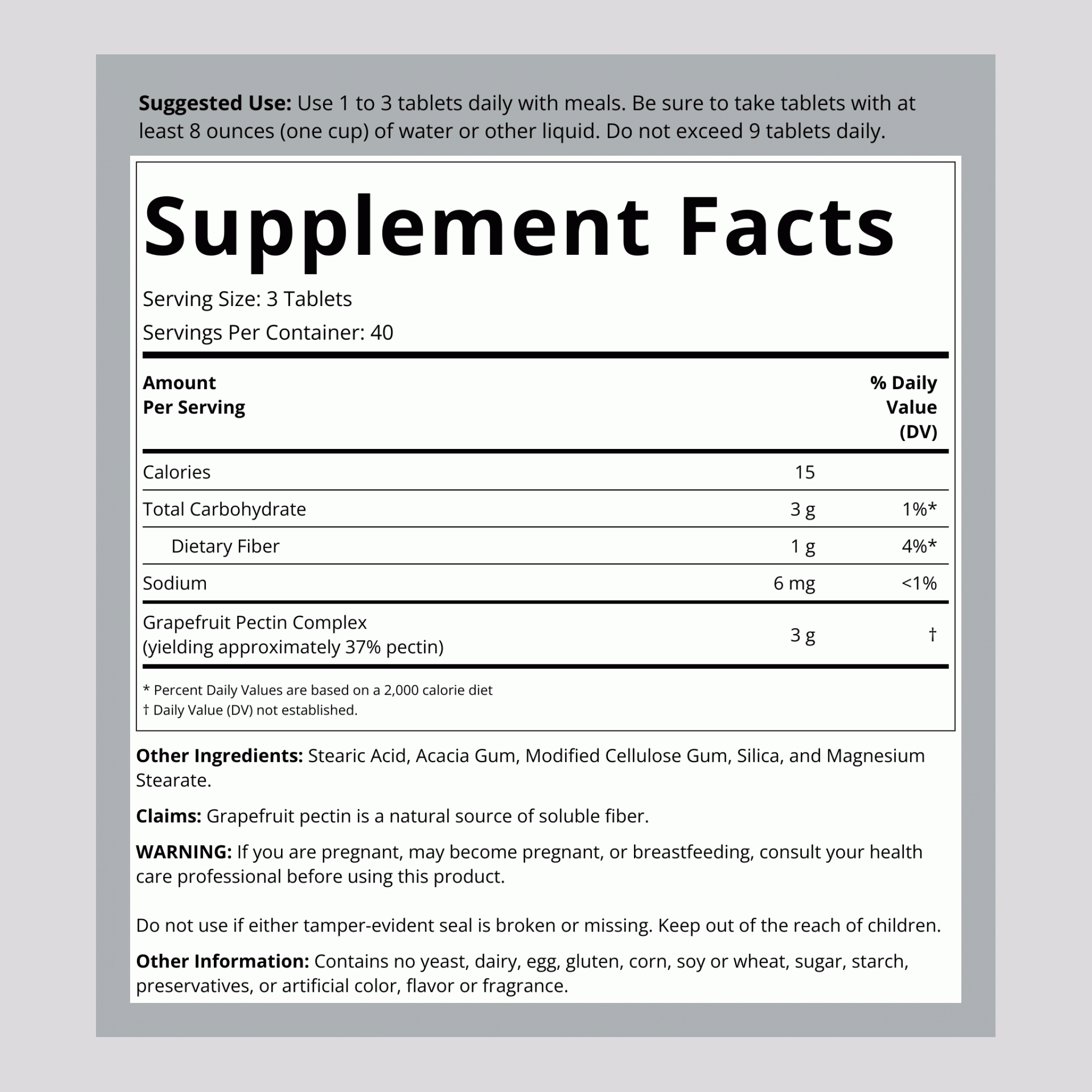 Grapefruit Pectin, 1000 mg, 120 Tablets