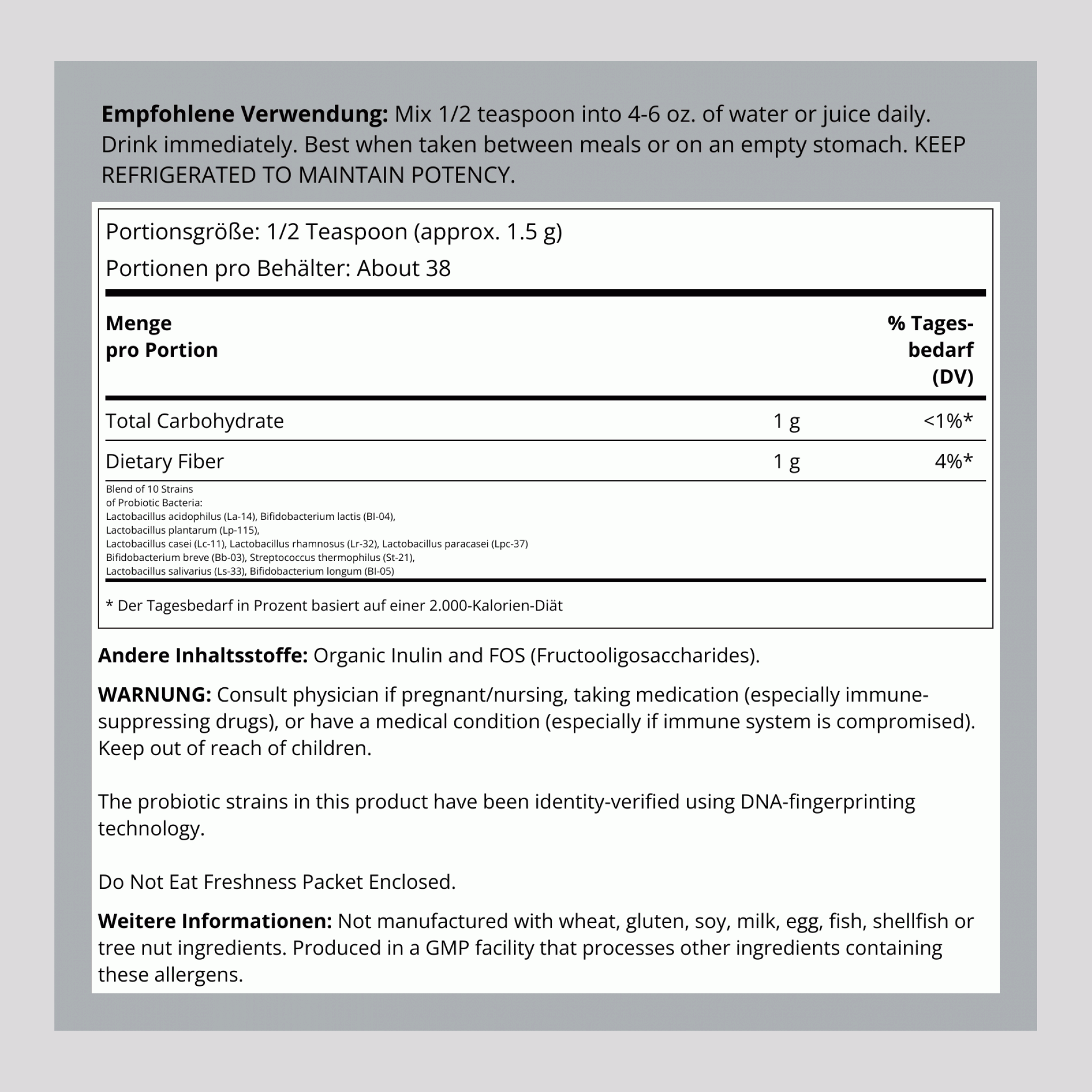 Probiotic-10 50 Billion Powder, 50 Billion, 2 oz Bottle