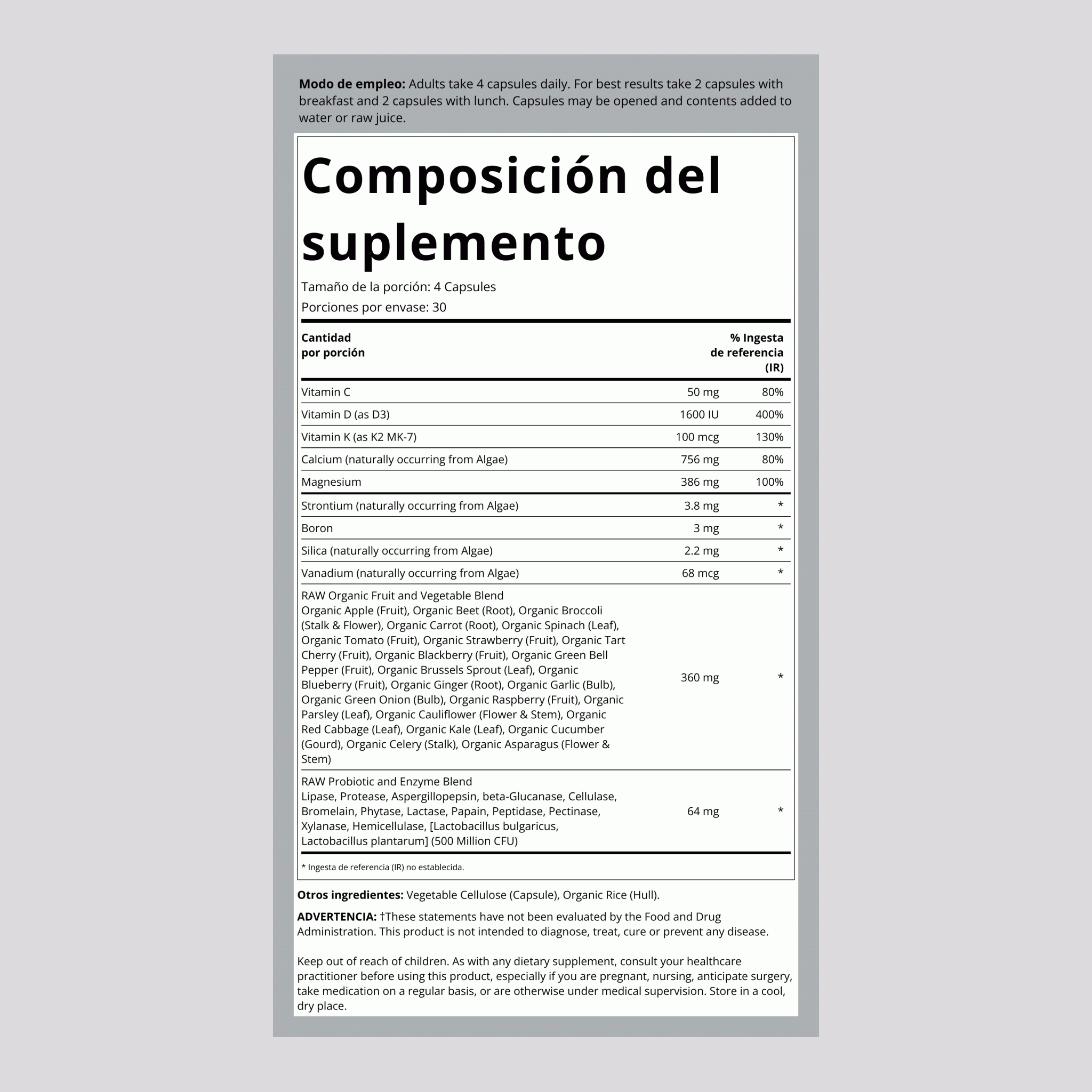 Vitamin Code RAW Calcium 120 Cápsulas       