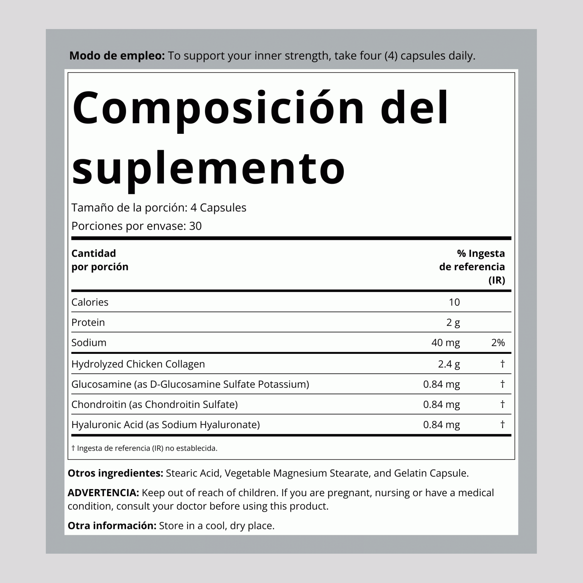 Complejo para las articulaciones (colágeno tipo 2) 120 Cápsulas       