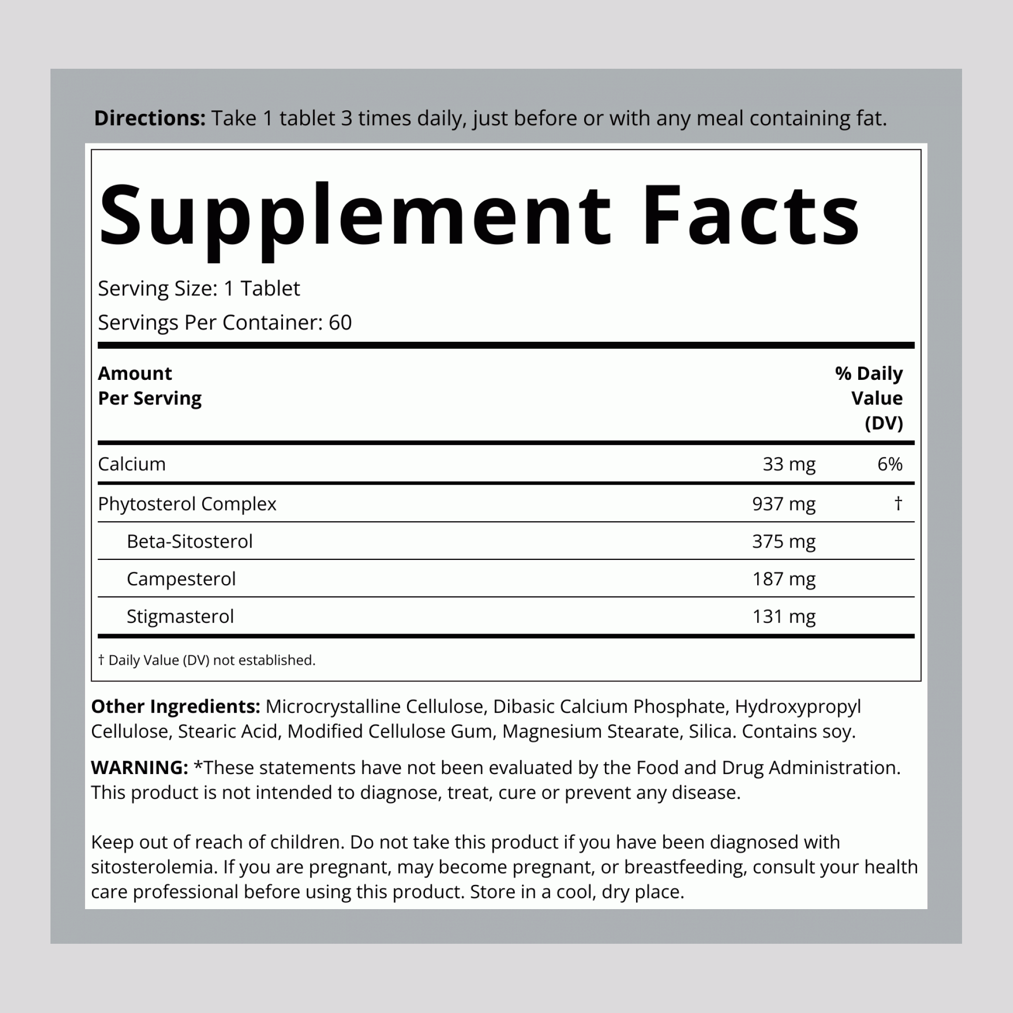 Beta Sitosterol, 375 mg, 60 Tablets