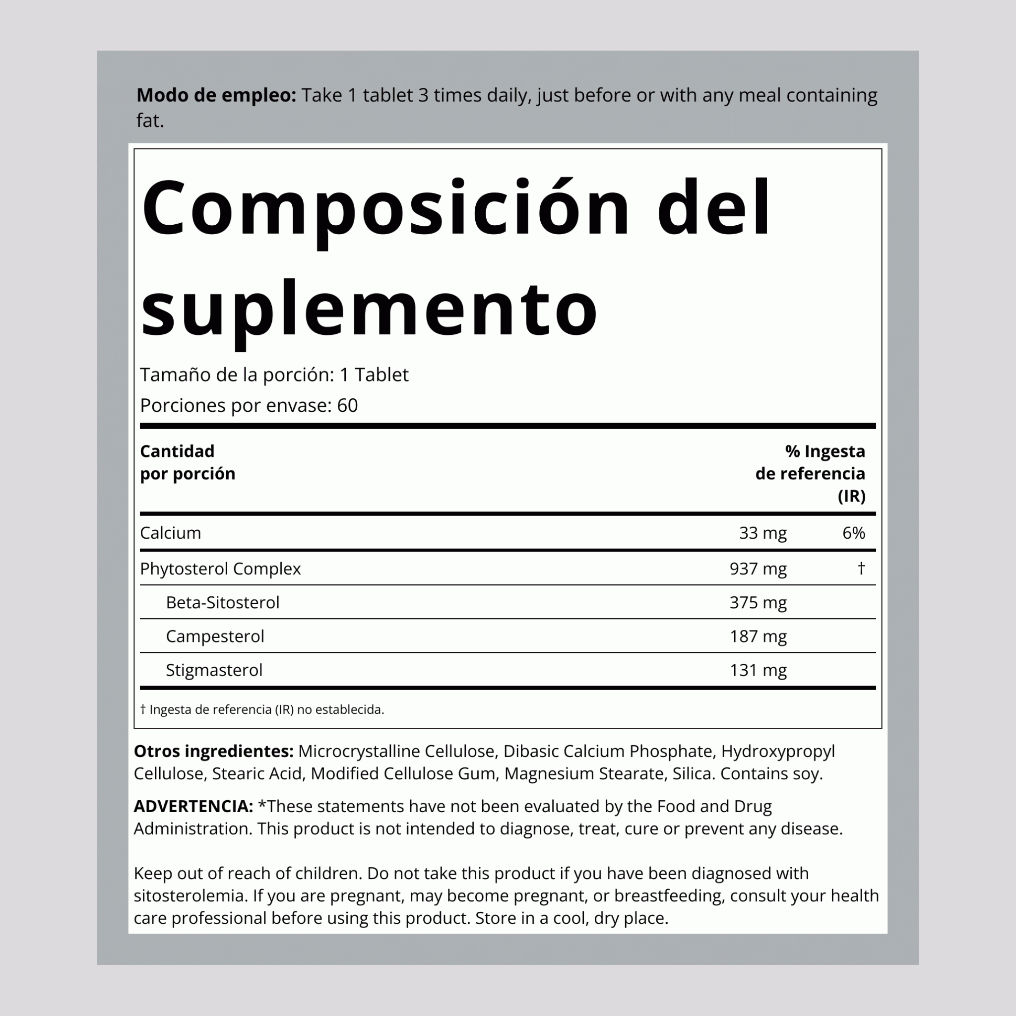 Beta-Sitosterol  375 mg 60 Tabletas     