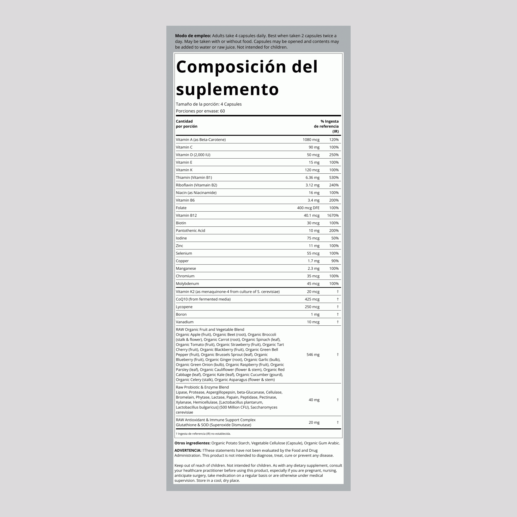 Fórmula multivitaminas Vitamin Code 50 & Wiser Men 240 Cápsulas vegetarianas       