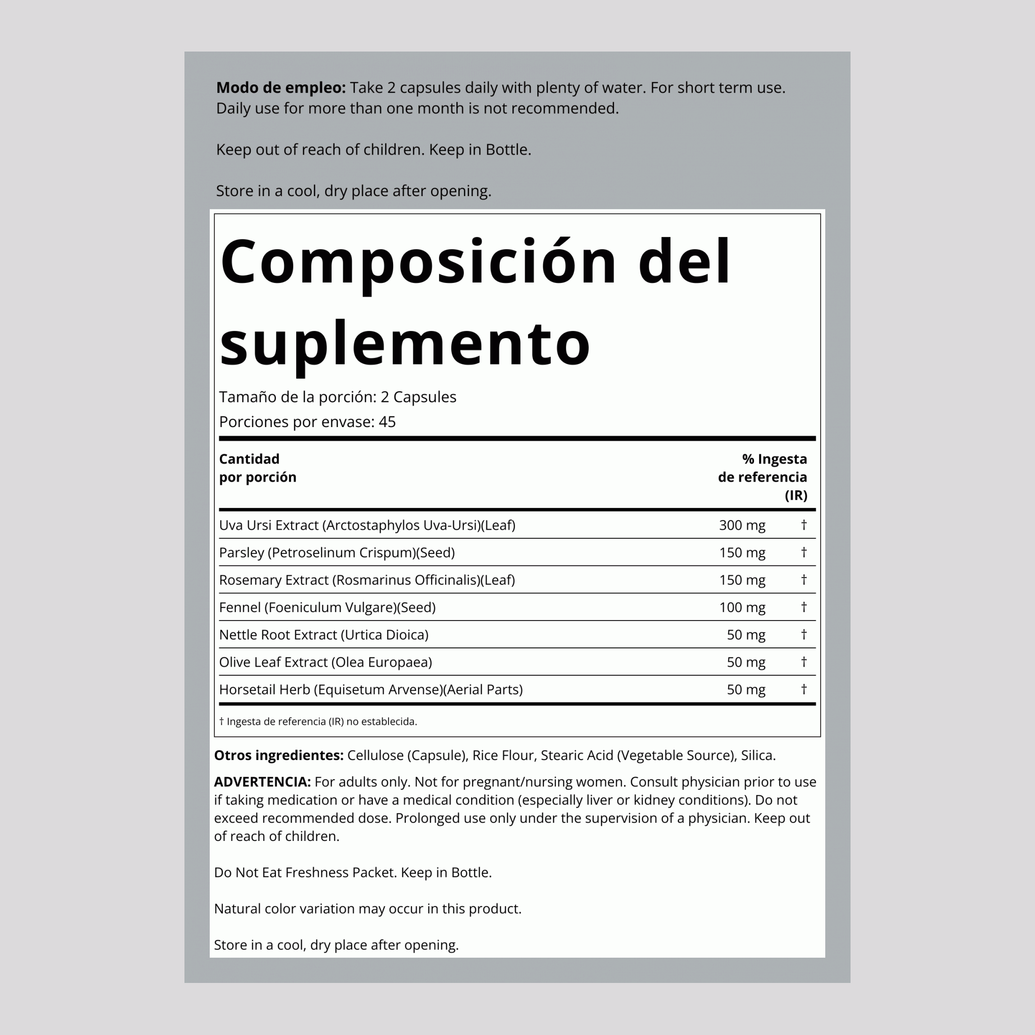 Cápsulas de limpieza renal 90 Cápsulas vegetarianas       