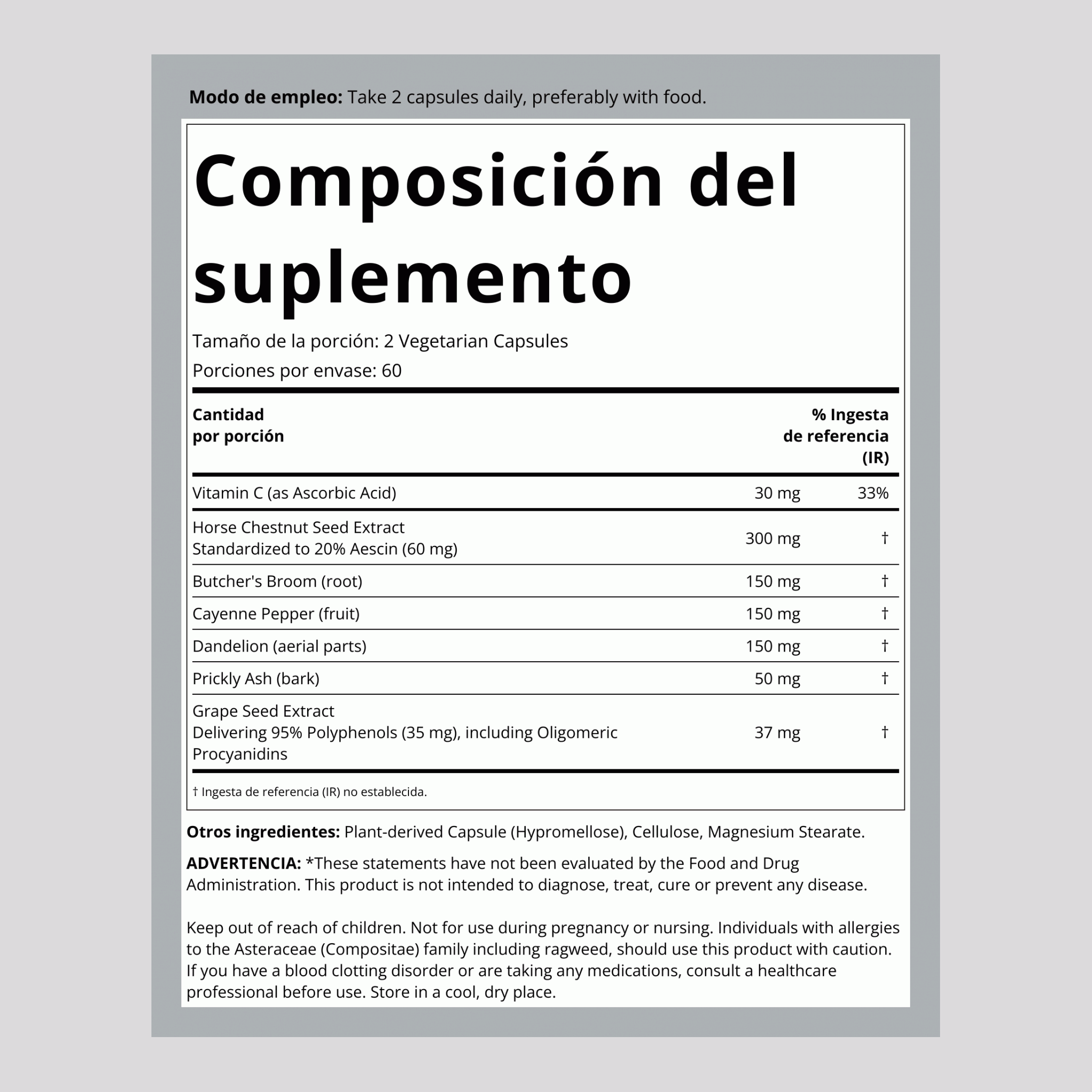 Antivarices 120 Cápsulas vegetarianas       