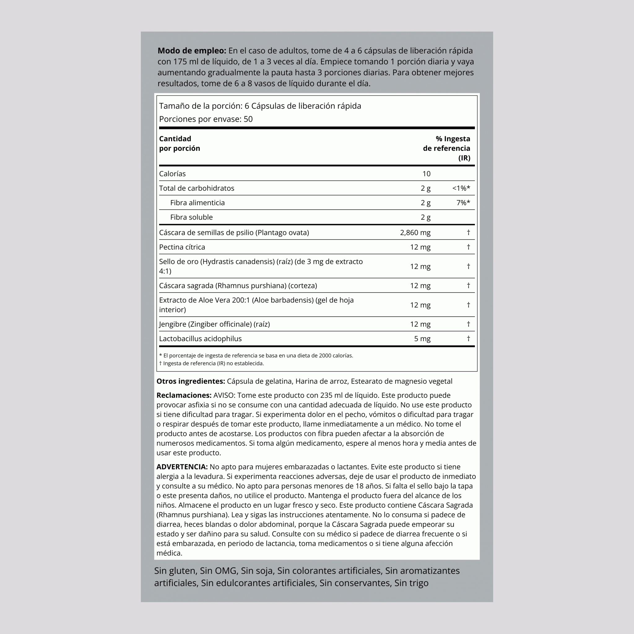 Limpieza del colon Ultimate 300 Cápsulas de liberación rápida       