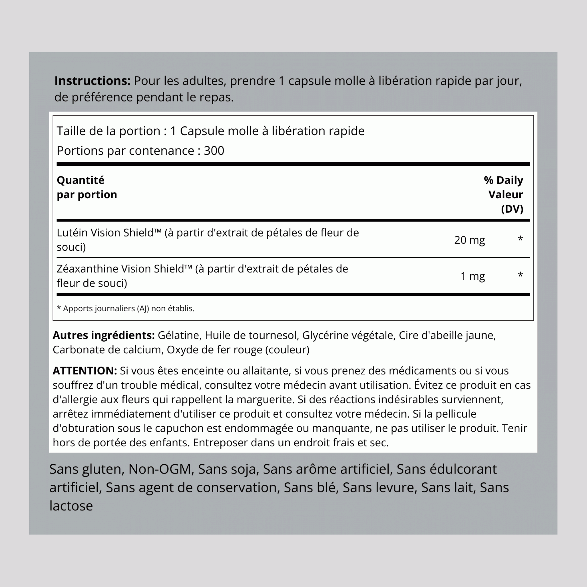 Lutein + Zeaxanthin, 20 mg, 300 Quick Release Softgels