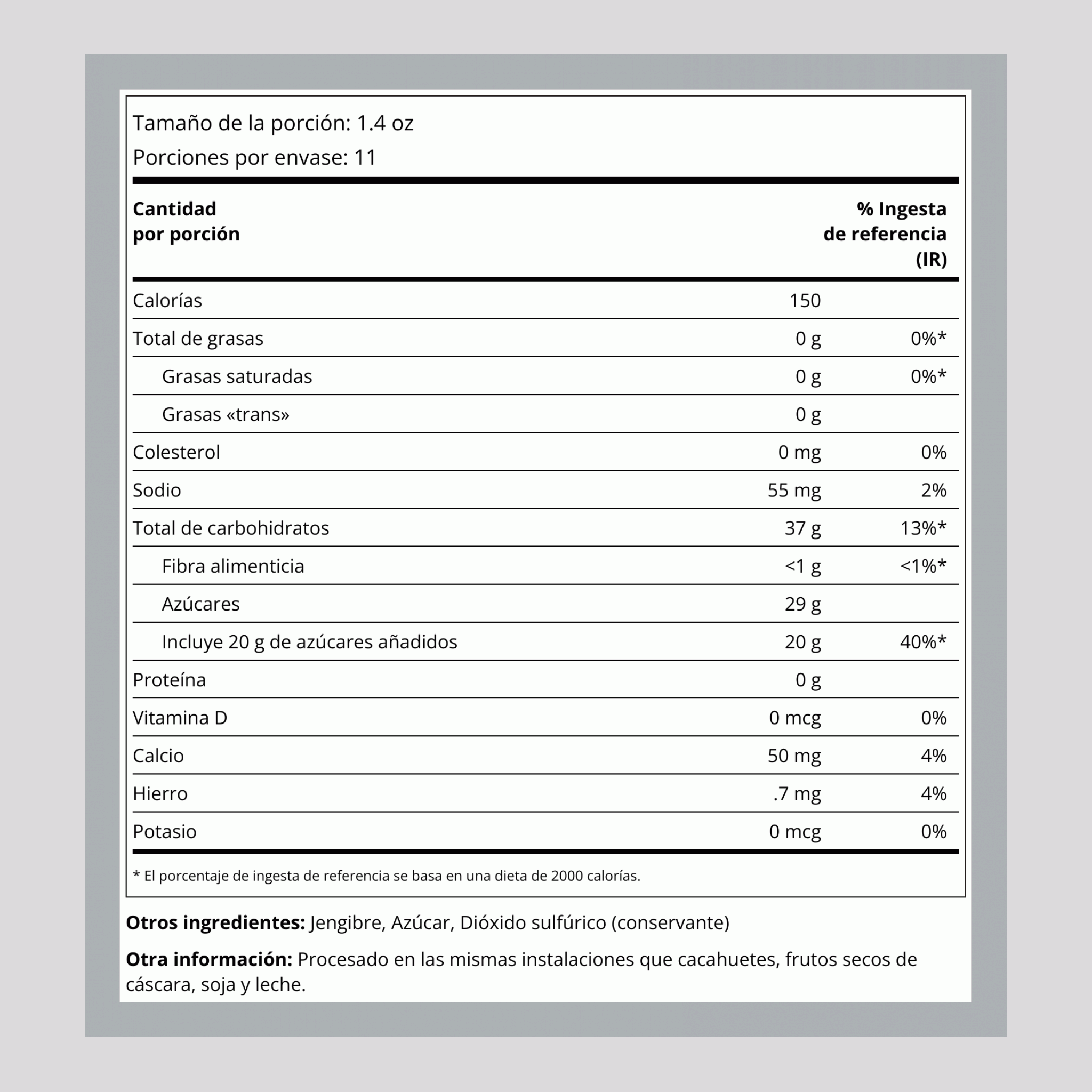 Jengibre cristalizado 1 lb 454 g Bolsa    