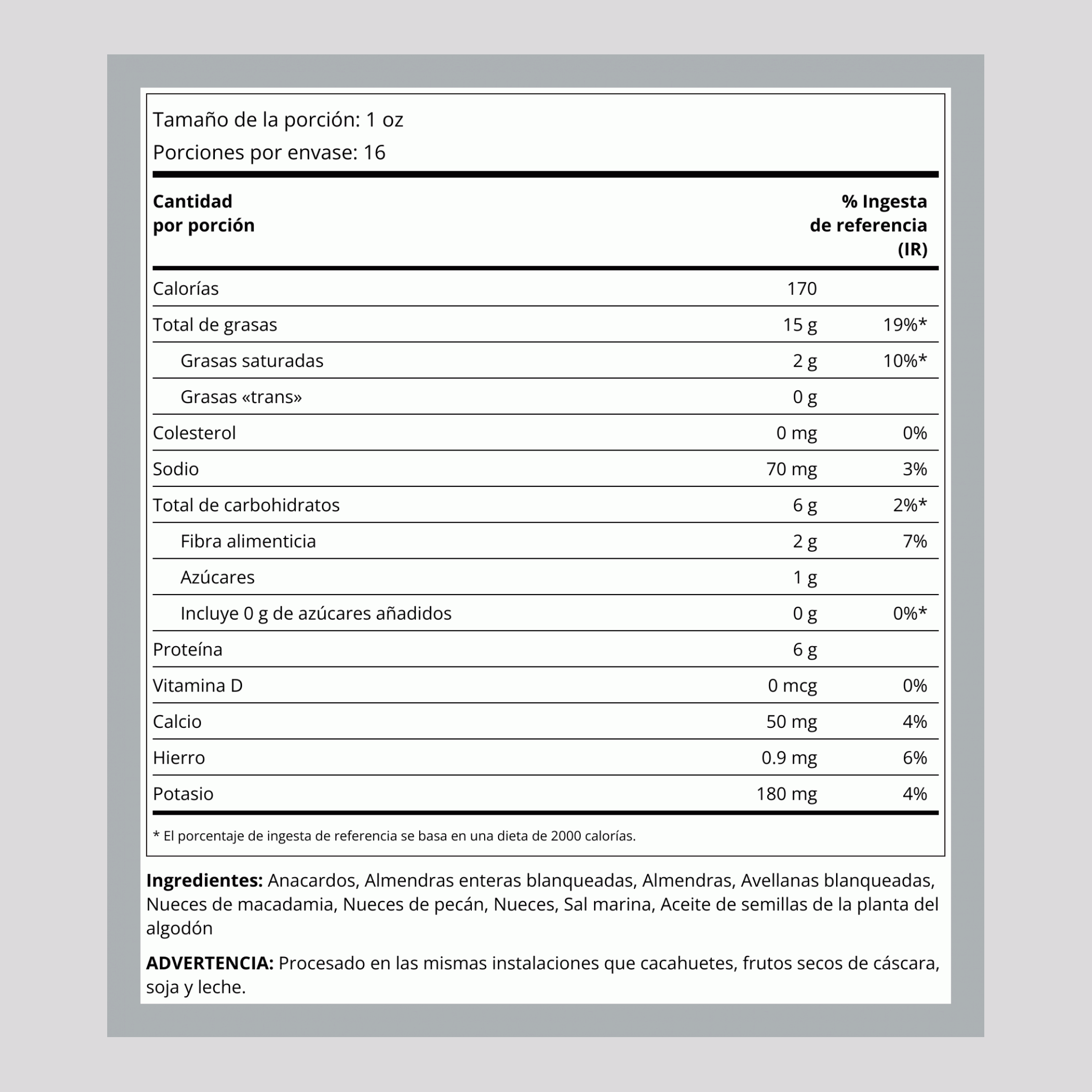 Frutos secos variados de calidad tostados y salados 1 lb 454 g Bolsa    