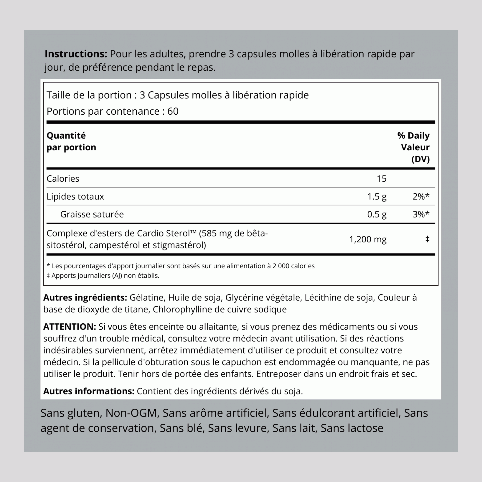 Beta Sitosterol, 1200 mg (per serving), 180 Quick Release Capsules