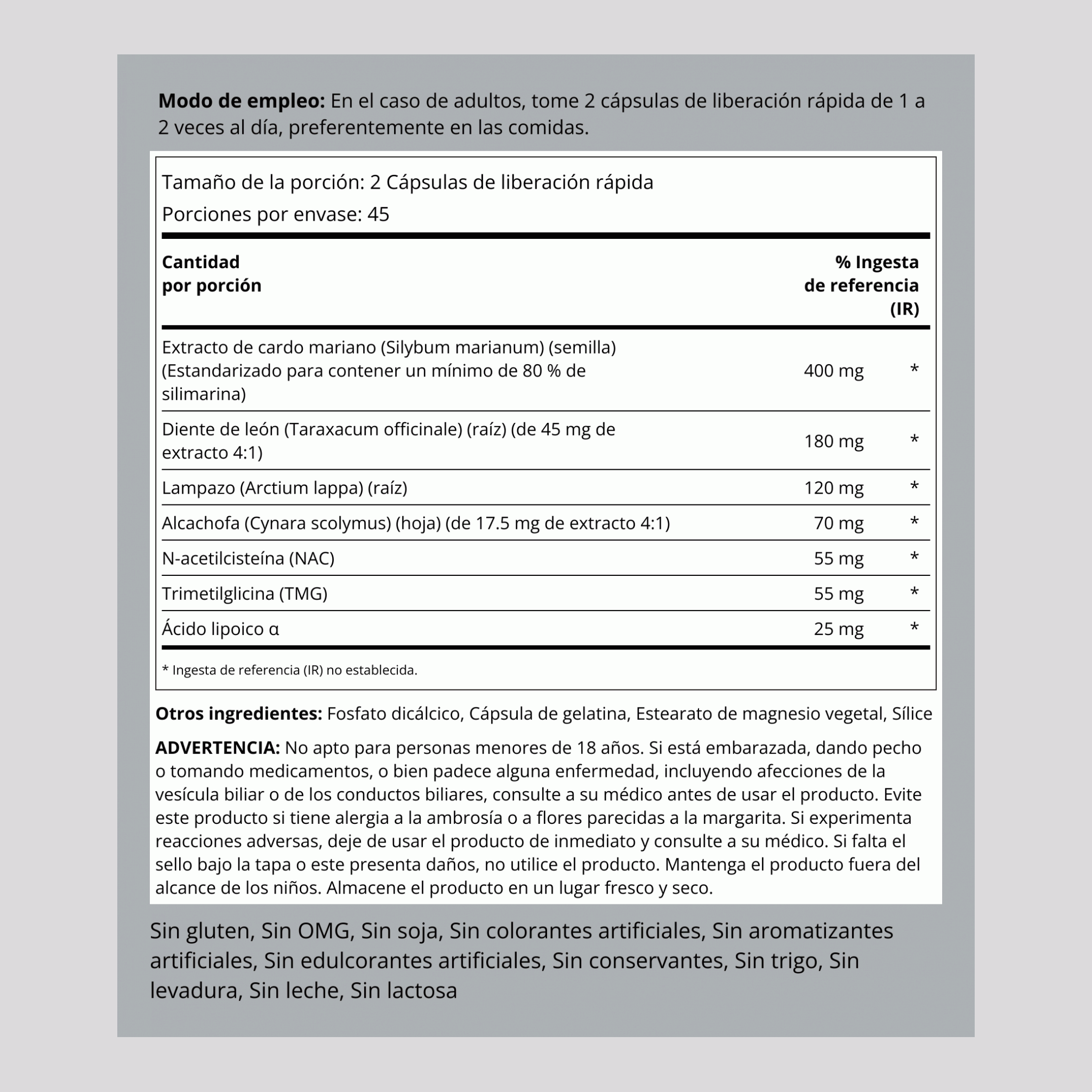 Complejo depurador del hígado 90 Cápsulas de liberación rápida       