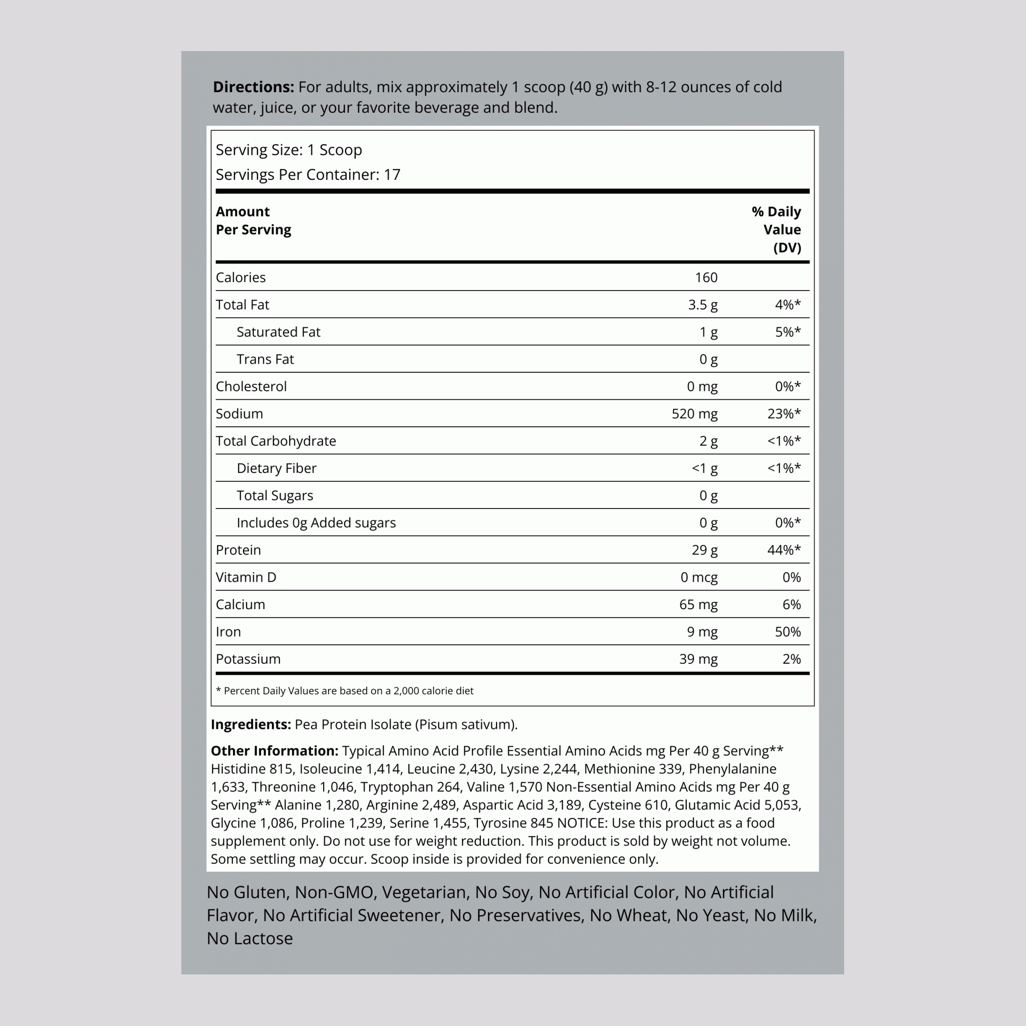 Pea Protein Powder (Non-GMO), 24 oz (680 g) Bottle